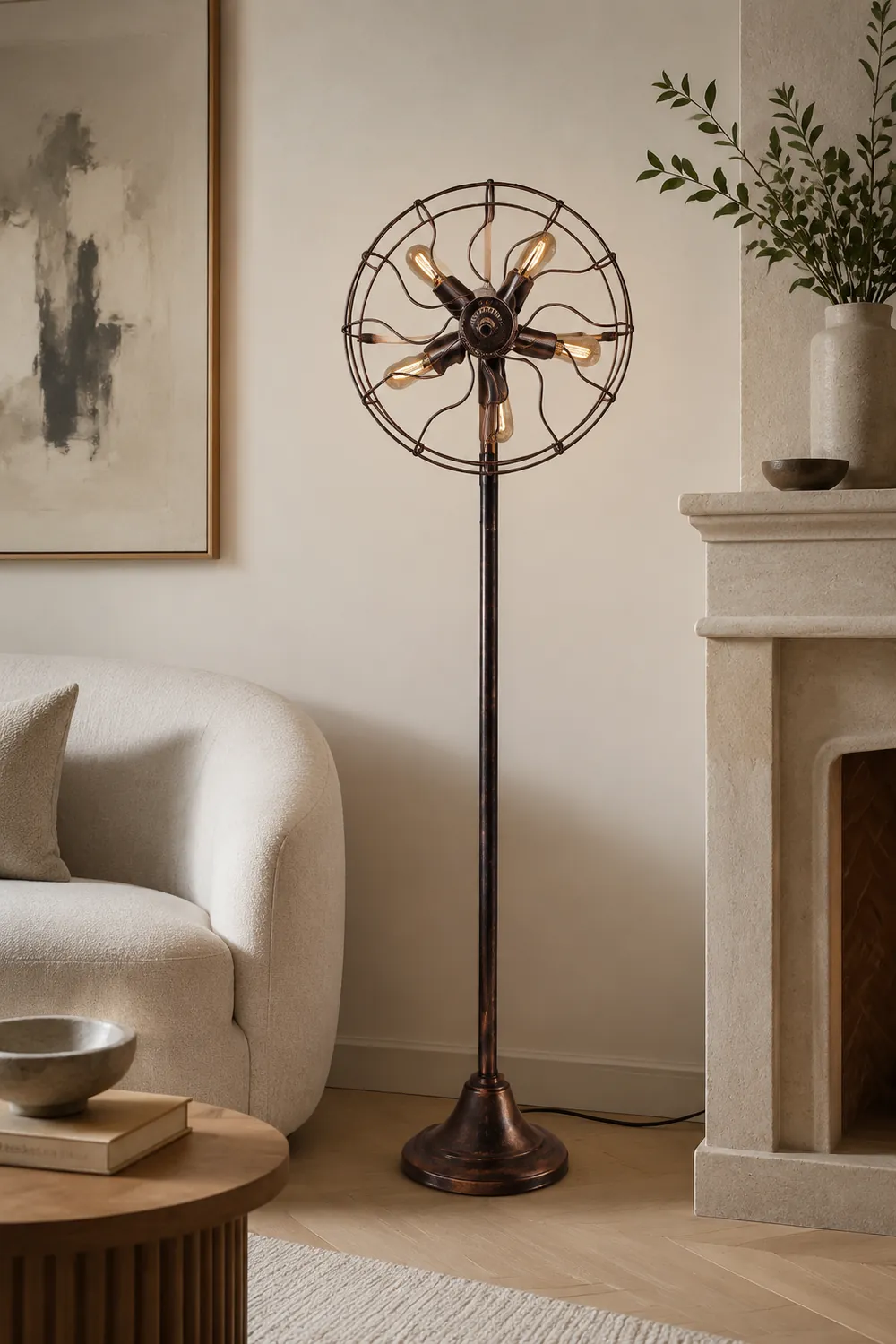 Alessio Ventilator-Design Braune Stehlampe, Metall, 142CM Lang - Lumpaz