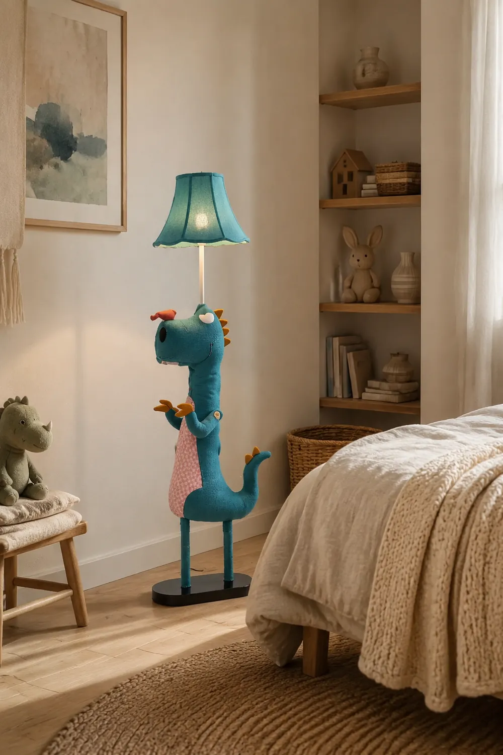 Minori Stehleuchte in Blaue Dinosaurier-Form, Metall, 130CM Lang - Lumpaz