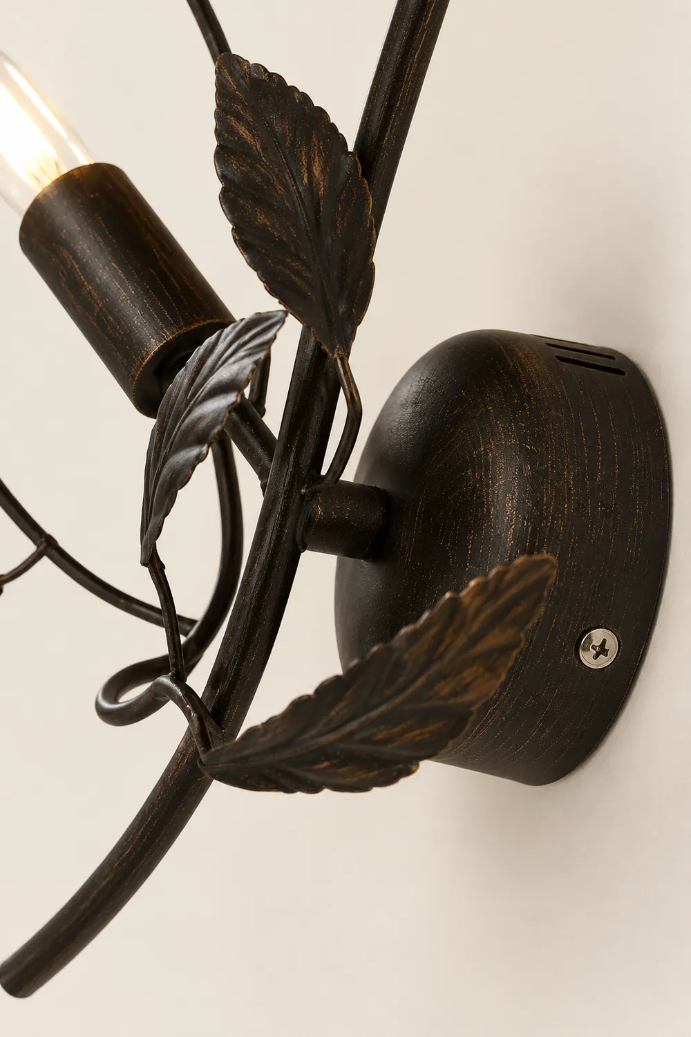 Ophelia Schwarzes Blatt Wandleuchte, Metall - Lumpaz