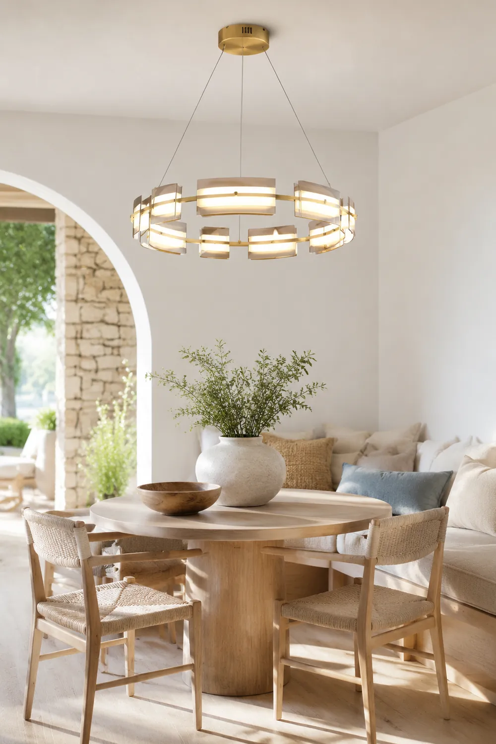 Evette Pendelleuchte 2 Farbe Fernsteuerung 1/2 Ring Kupfer& Glas, 9/12/15 -flammig - Lumpaz