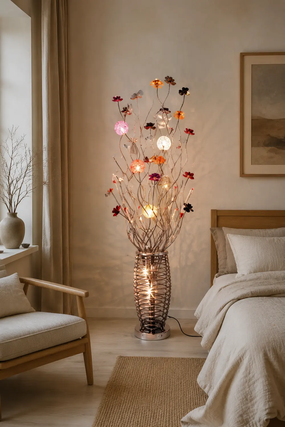 Bella Blumenvase Silberne Stehlampe, 150CM Lang - Lumpaz