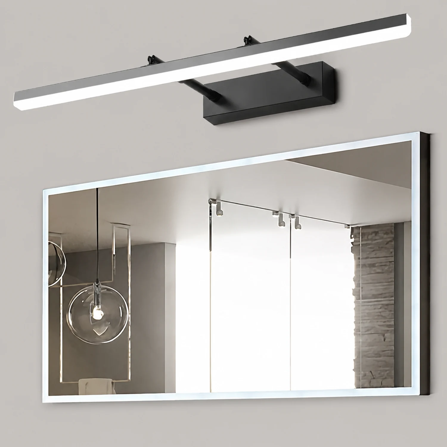 Edge Spiegelfront Waschtisch-Wandleuchte, 3 Farben, Metall, 41/50/60/70CM Lang - Lumpaz