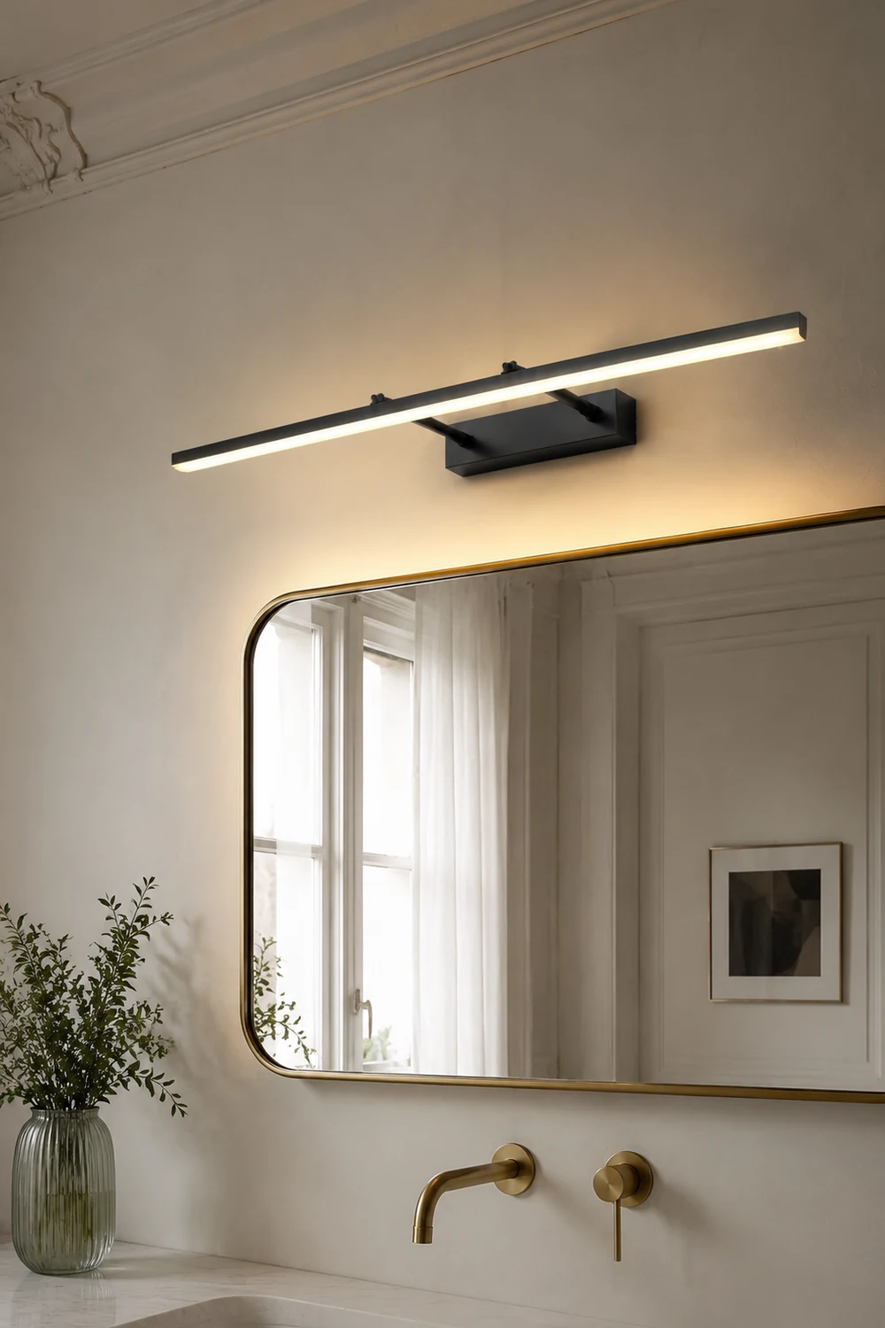 Edge Spiegelfront Waschtisch-Wandleuchte, 3 Farben, Metall, 41/50/60/70CM Lang - Lumpaz