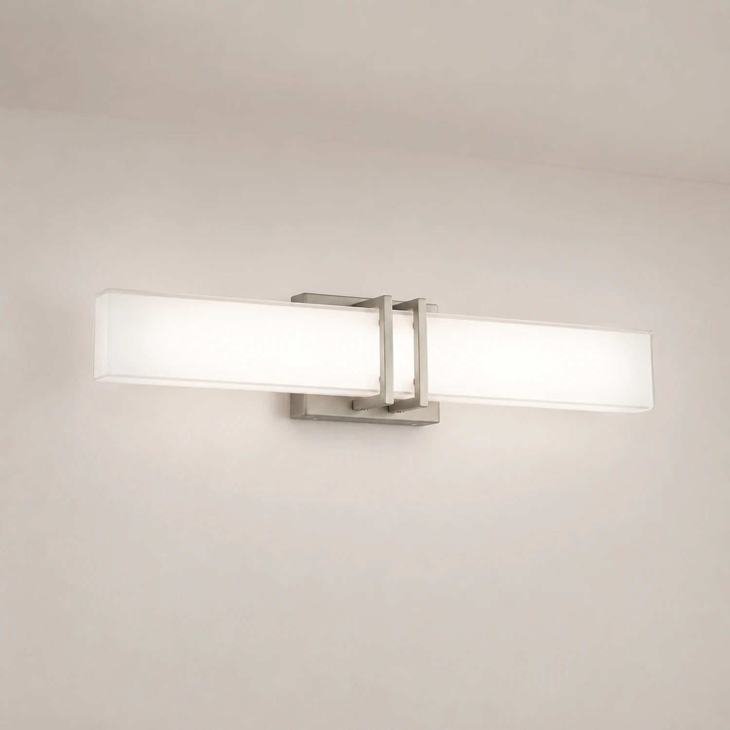 Leigh Nickel Spiegelfront Waschtisch-Wandleuchte, 60CM Lang - Lumpaz