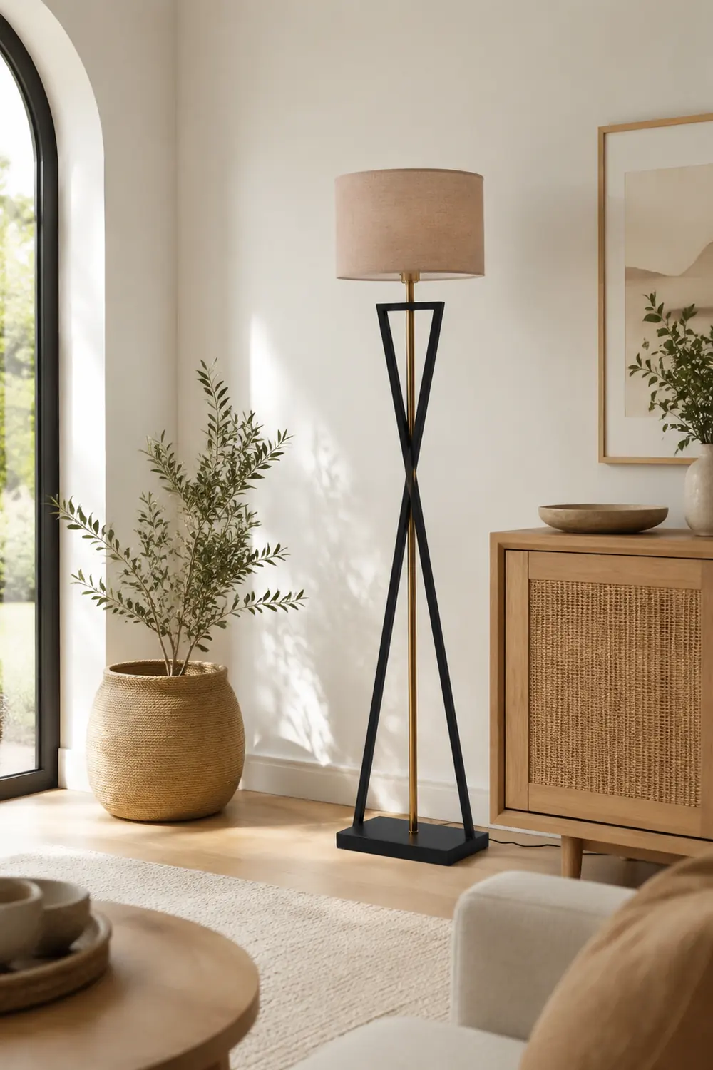 Eryn Stativ-Stehleuchte mit 8 Farben, Metall & Stoff, 157CM Lang - Lumpaz