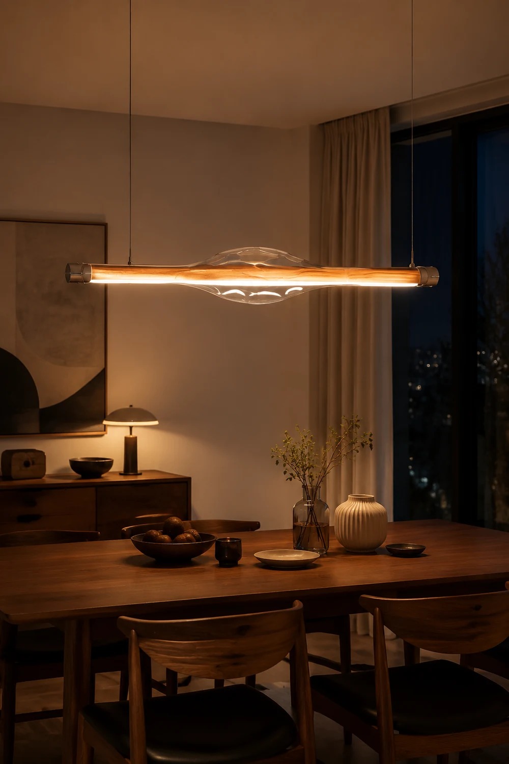 Edge Pendelleuchte, Metall & Glas, 2 Farben,121CM Lang - Lumpaz