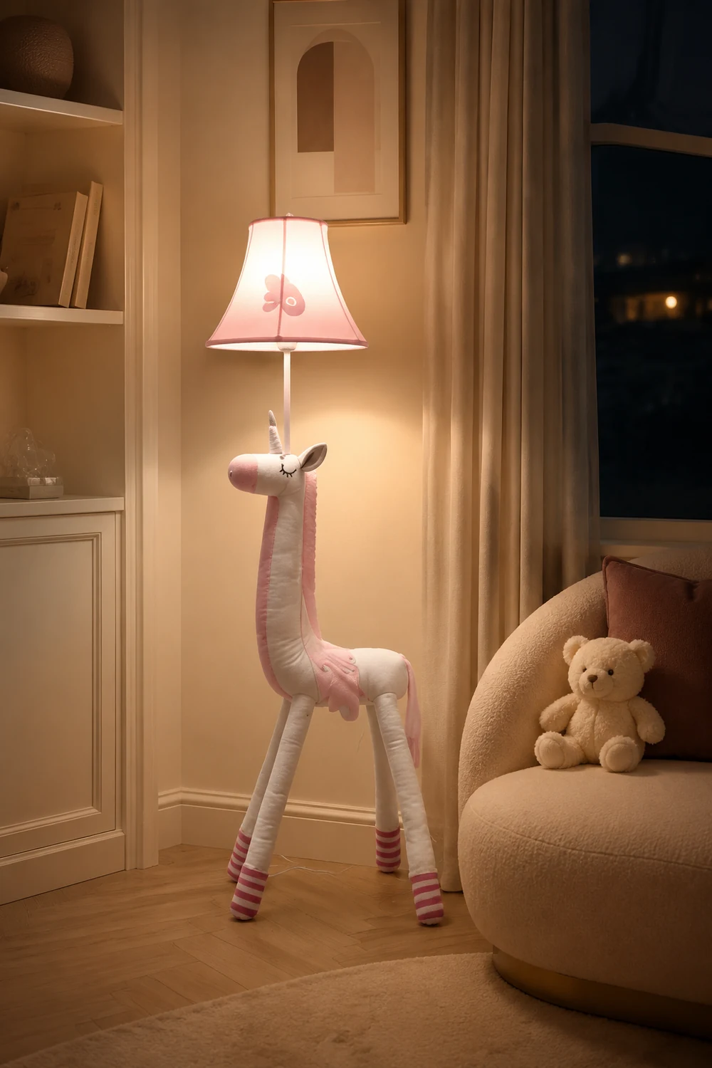 Minori Plüsche Stehleuchte in Einhornform, Metall, 130CM Lang - Lumpaz