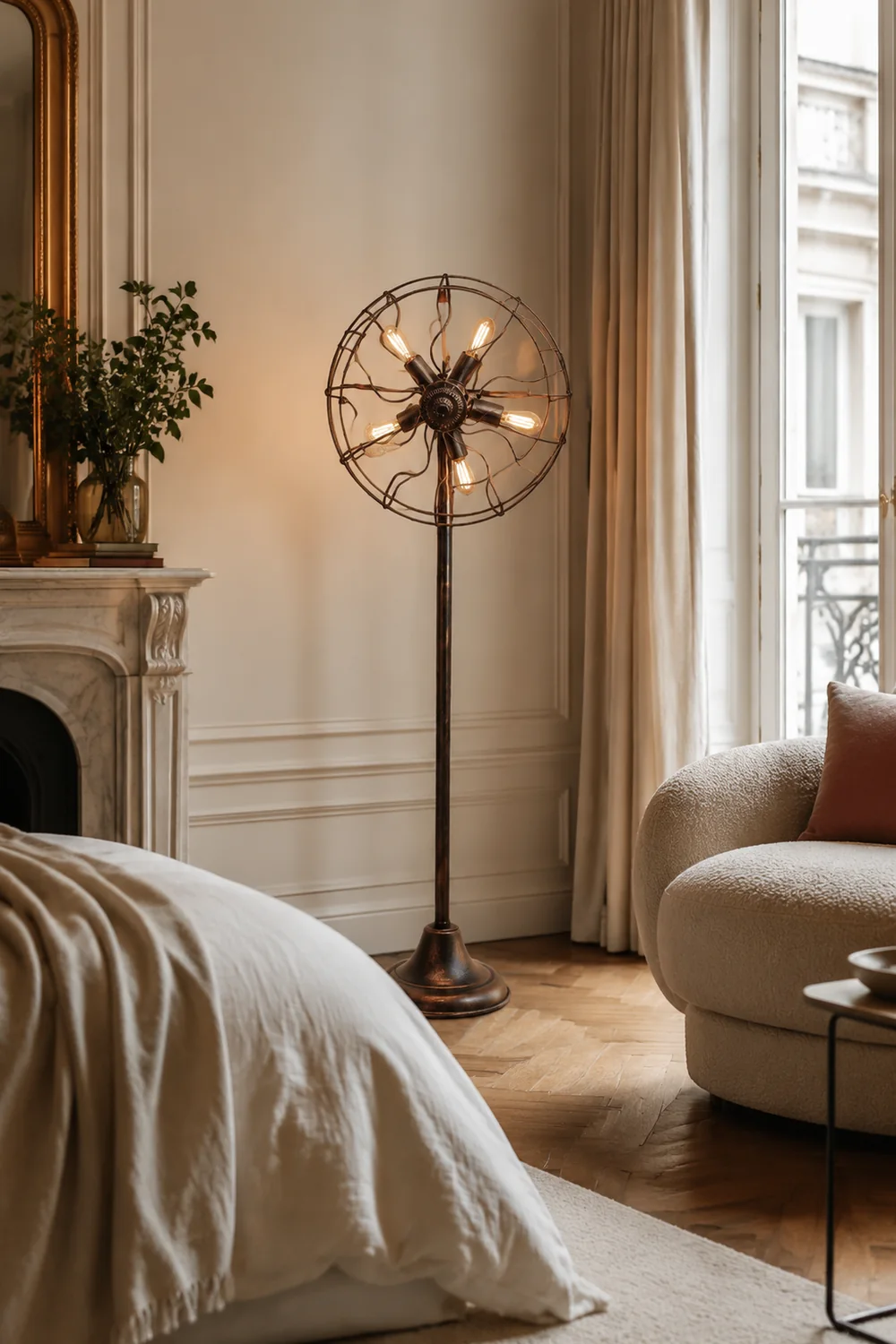 Alessio Ventilator-Design Braune Stehlampe, Metall, 142CM Lang - Lumpaz