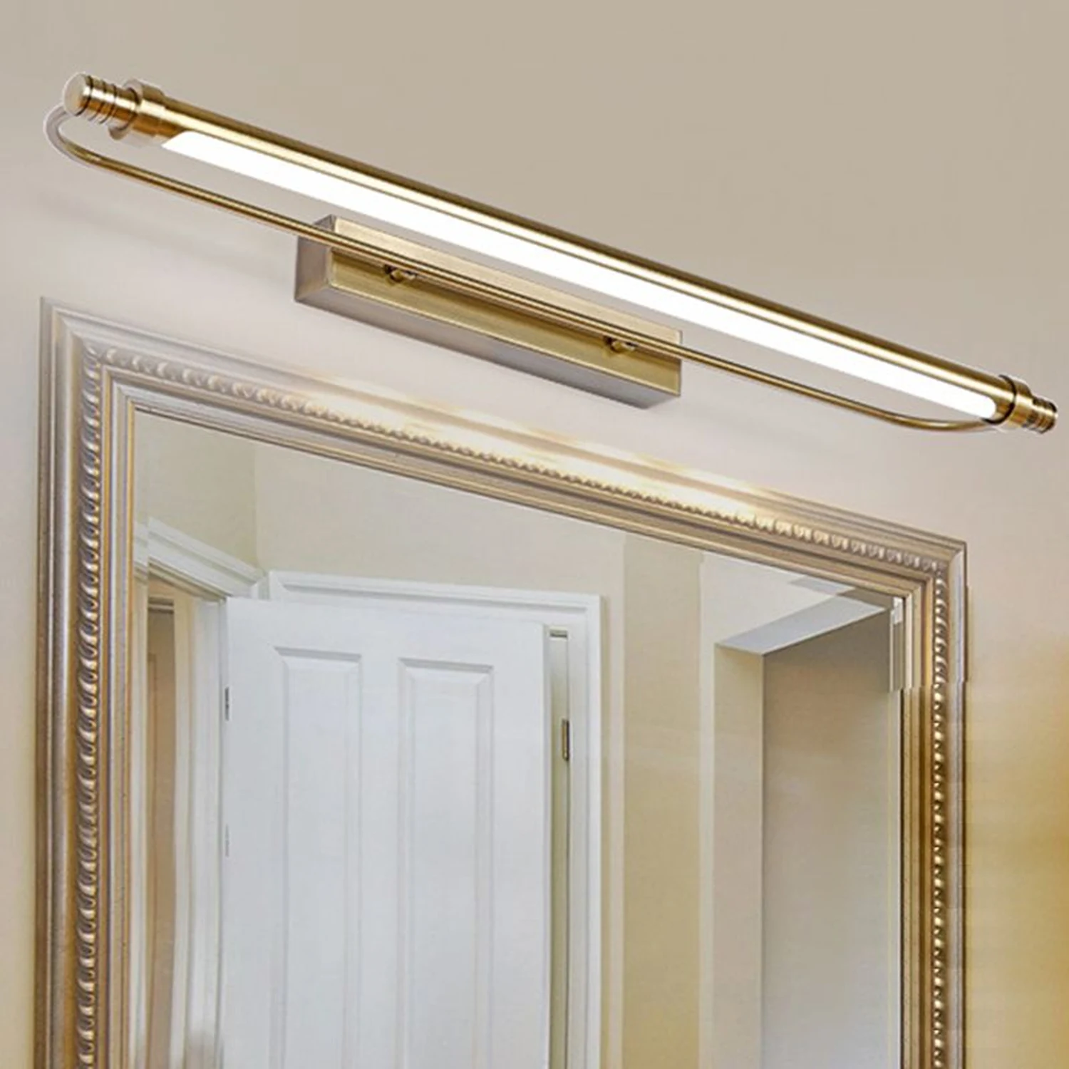 Leigh Minimalist Spiegelfront Waschtisch-Wandleuchte, Metall, 40/53/67CM Lang - Lumpaz