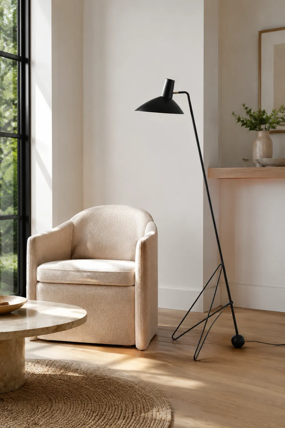 Salgado Geometrische Schwarze Stativ-Stehleuchte, 130CM Lang - Lumpaz