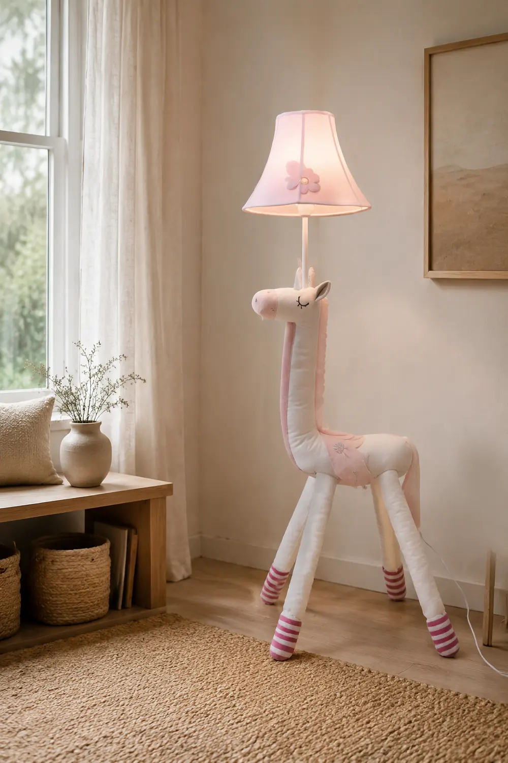 Minori Plüsche Stehleuchte in Einhornform, Metall, 130CM Lang - Lumpaz