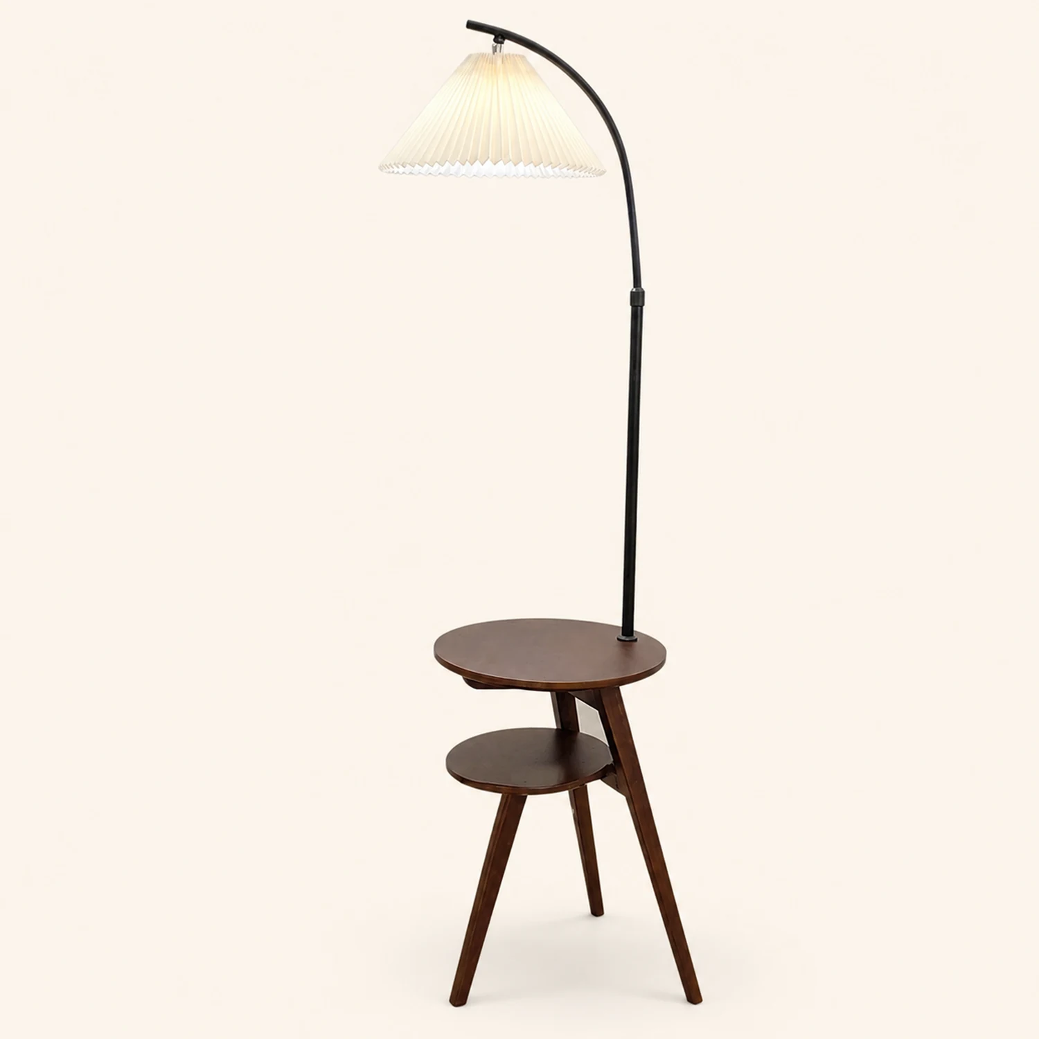 Ozawa Plissierte Stehleuchte mit dem Nachttisch, Metall & Holz, 2 Farben, 3 Stile - Lumpaz
