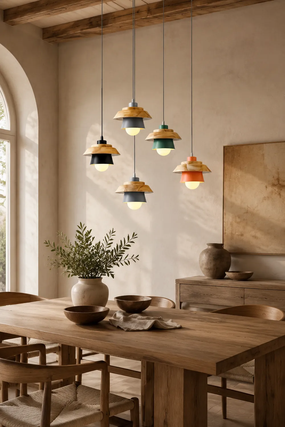 Zaid Pendelleuchte, Stein & Holz, 6 Farben - Lumpaz