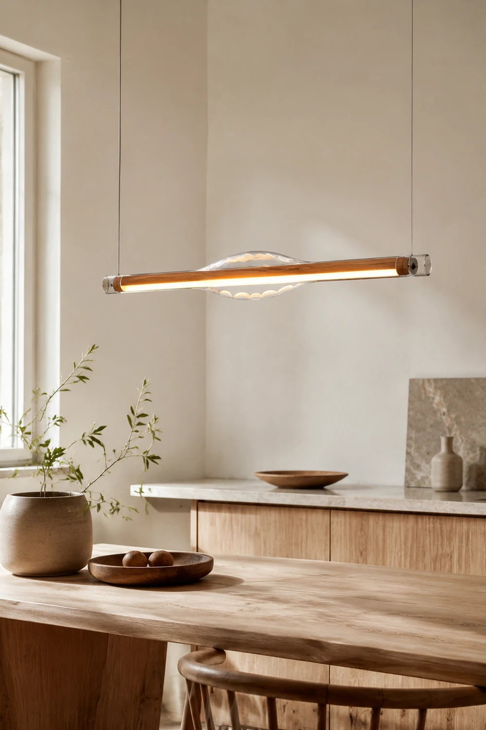 Edge Pendelleuchte, Metall & Glas, 2 Farben,121CM Lang - Lumpaz