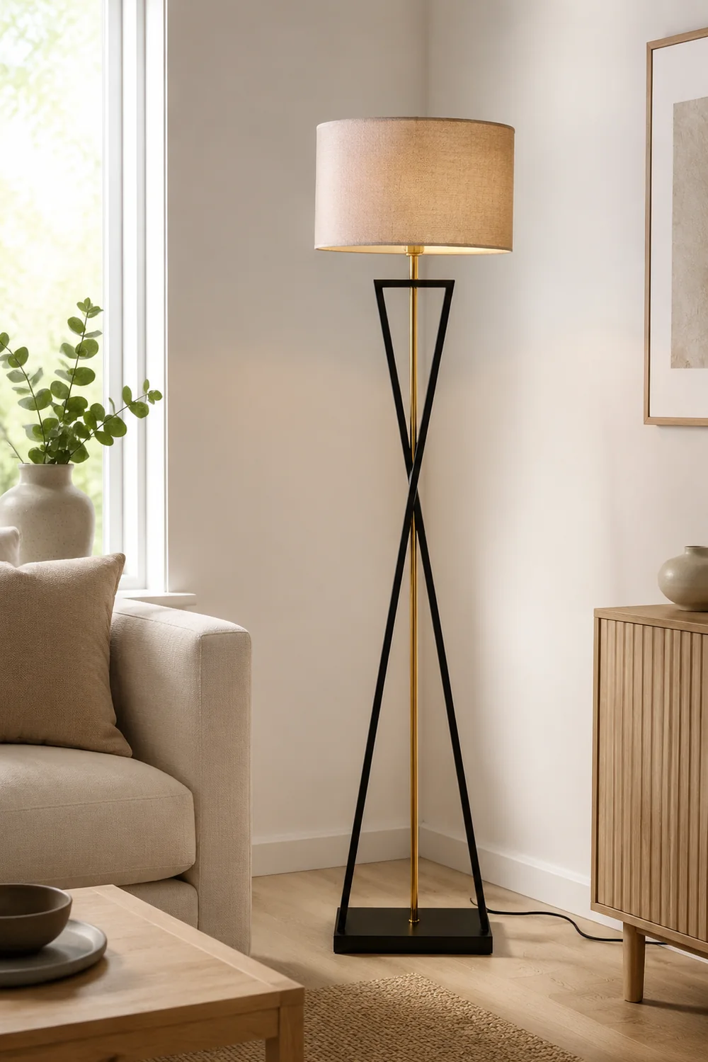 Eryn Stativ-Stehleuchte mit 8 Farben, Metall & Stoff, 157CM Lang - Lumpaz