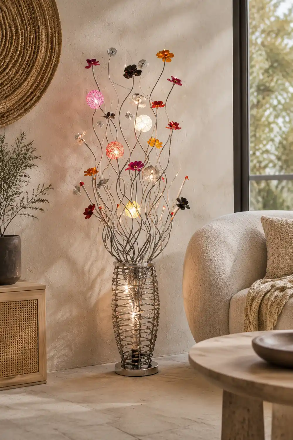Bella Blumenvase Silberne Stehlampe, 150CM Lang - Lumpaz