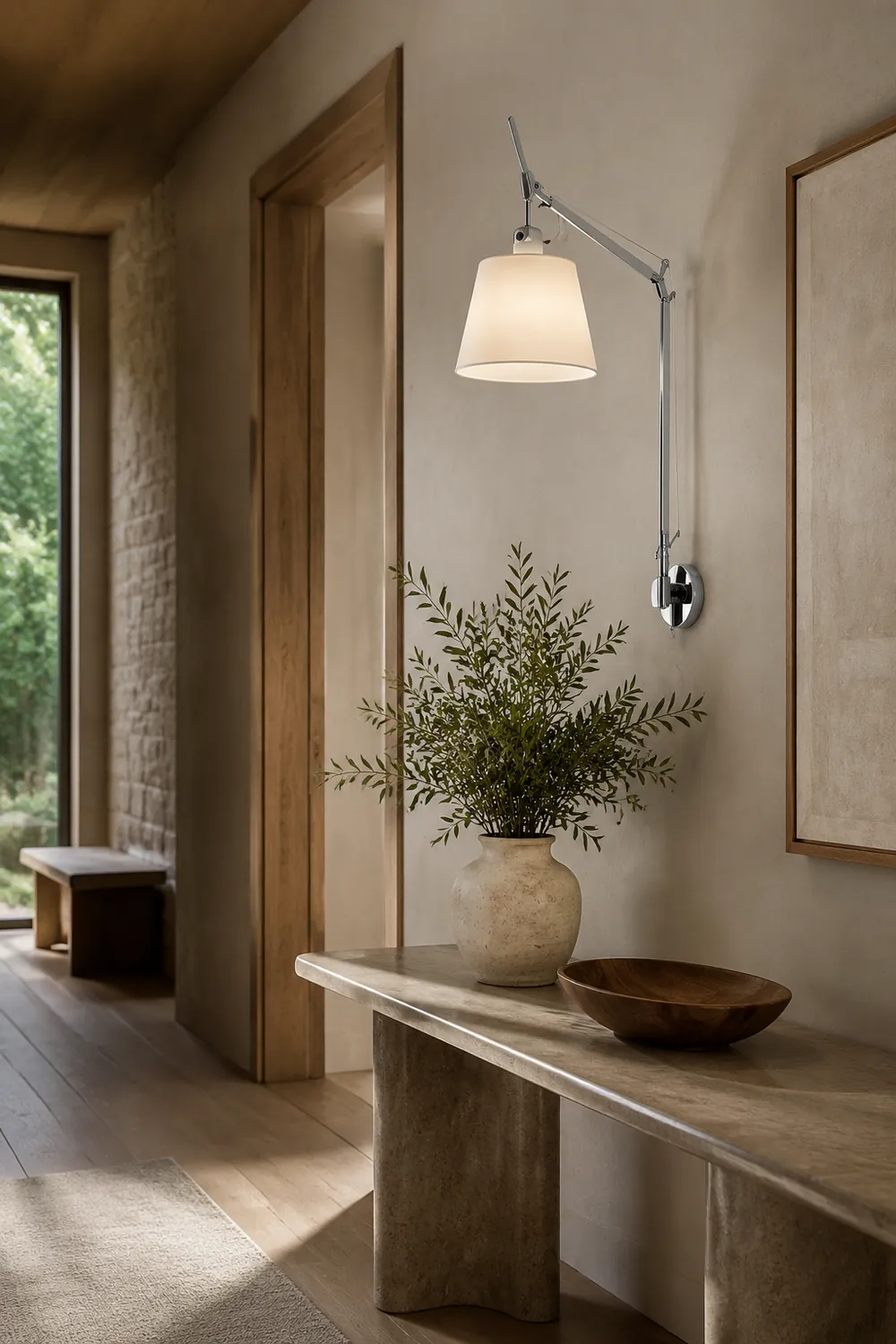 Brady Silberne Verstellbare Wandleuchte, Metall & Textil - Lumpaz
