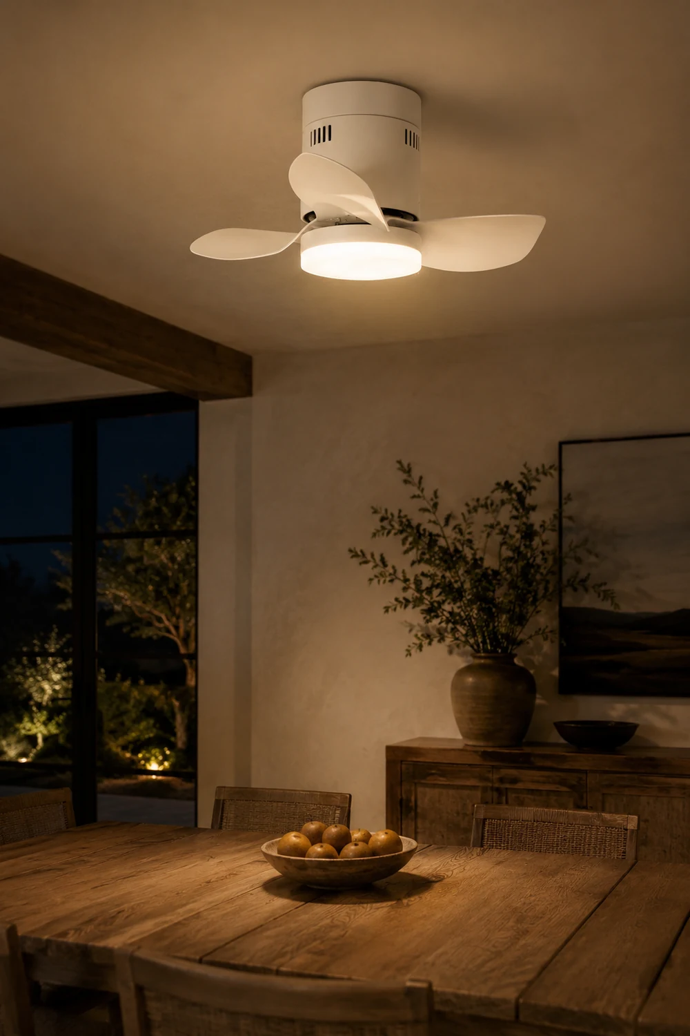 Walters 3-Blatt Weiße Deckenventilator mit Beleuchtung, 2 Farben, ∅60CM - Lumpaz