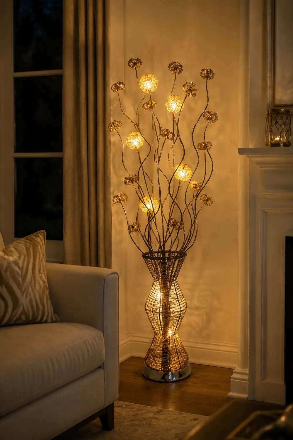 Bella Blumenvase Goldene Stehlampe, 160CM Lang - Lumpaz