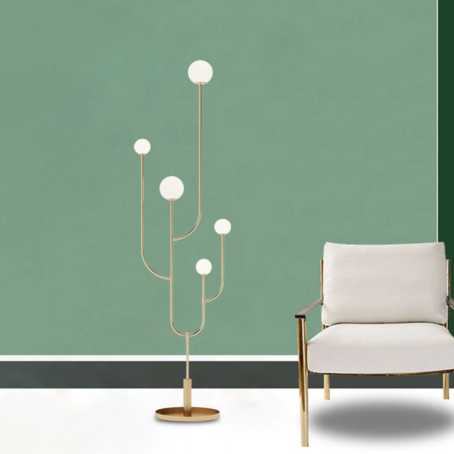 Valentina Kaktus Stehlampe, Messing & Glas, 180CM Lang - Lumpaz