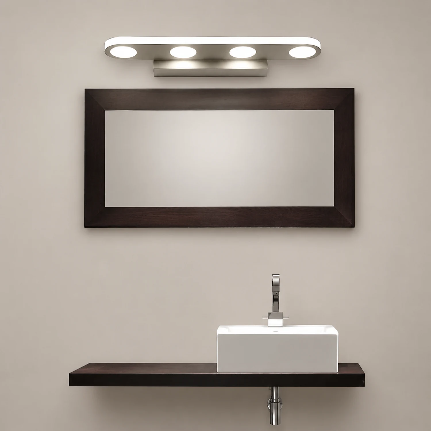 Leigh Ovale Weiße Spiegelfront Eitelkeit Wandleuchte, 41/58CM Lang - Lumpaz