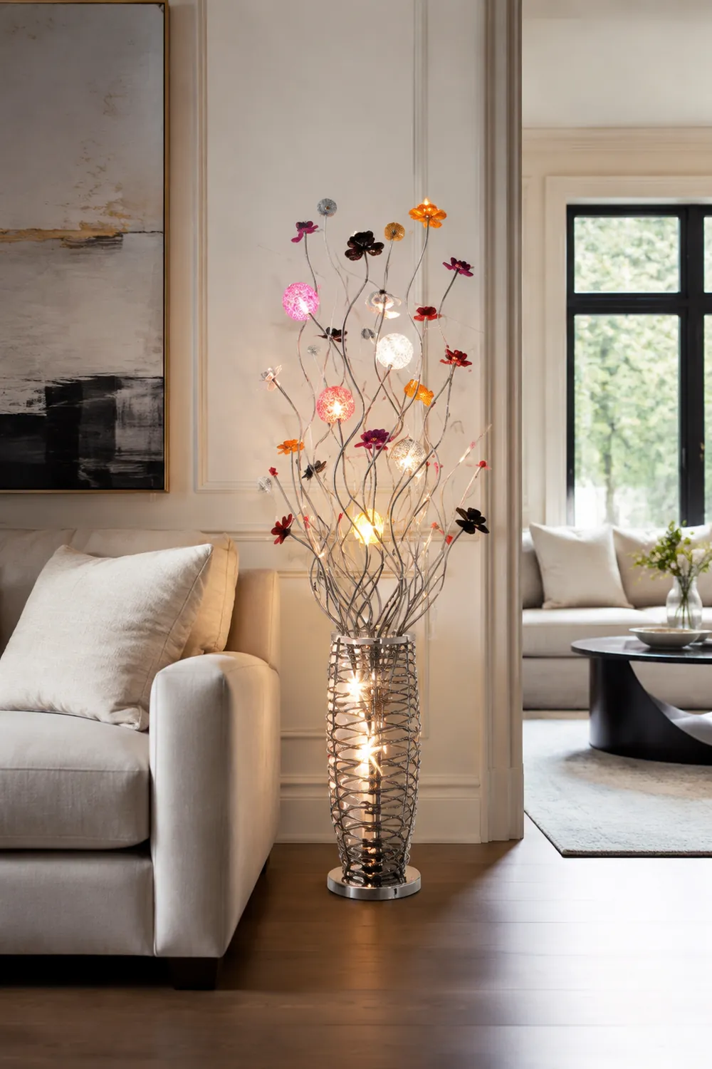 Bella Blumenvase Silberne Stehlampe, 150CM Lang - Lumpaz