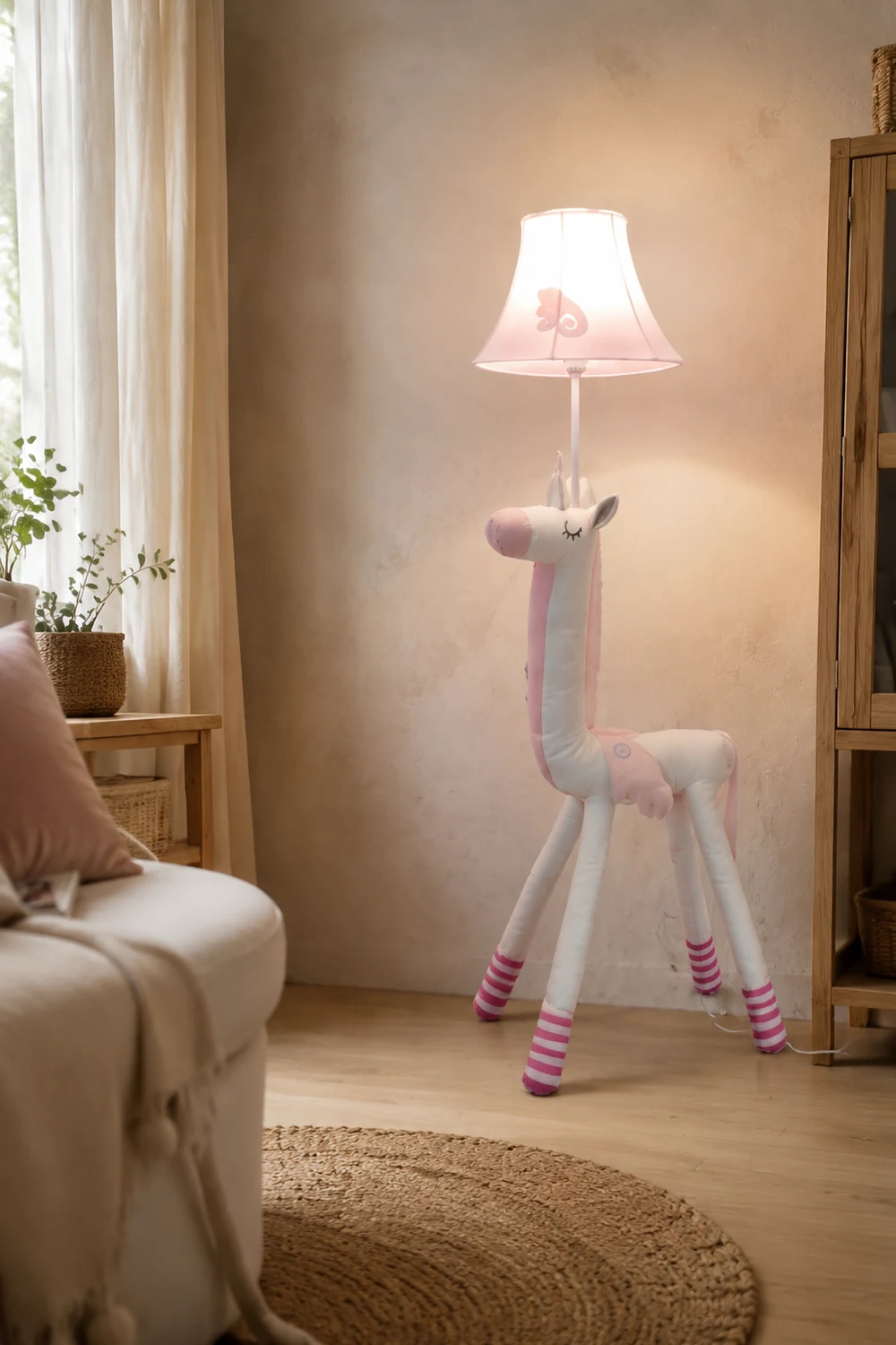 Minori Plüsche Stehleuchte in Einhornform, Metall, 130CM Lang - Lumpaz