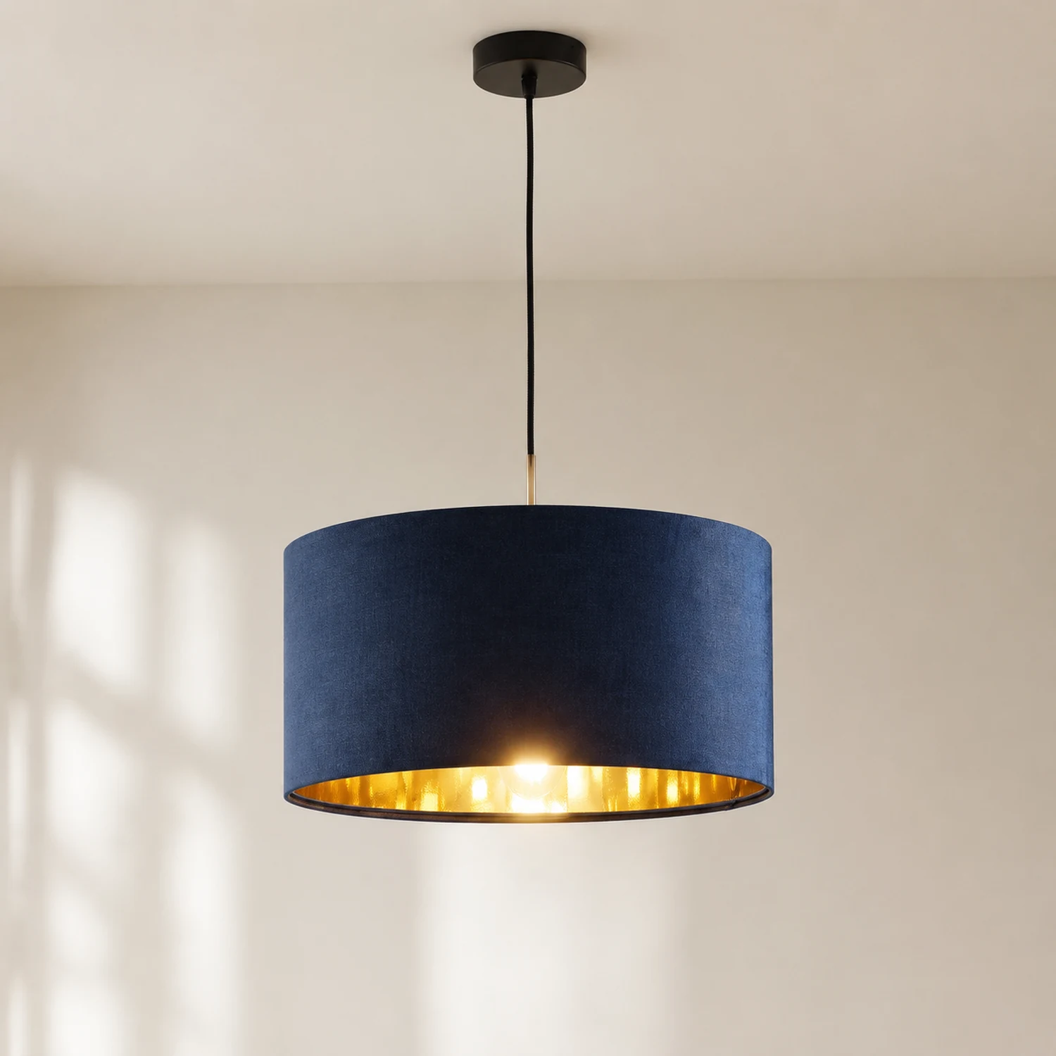Renée Blau & Gold Pendelleuchte, Seide, ∅50CM - Lumpaz