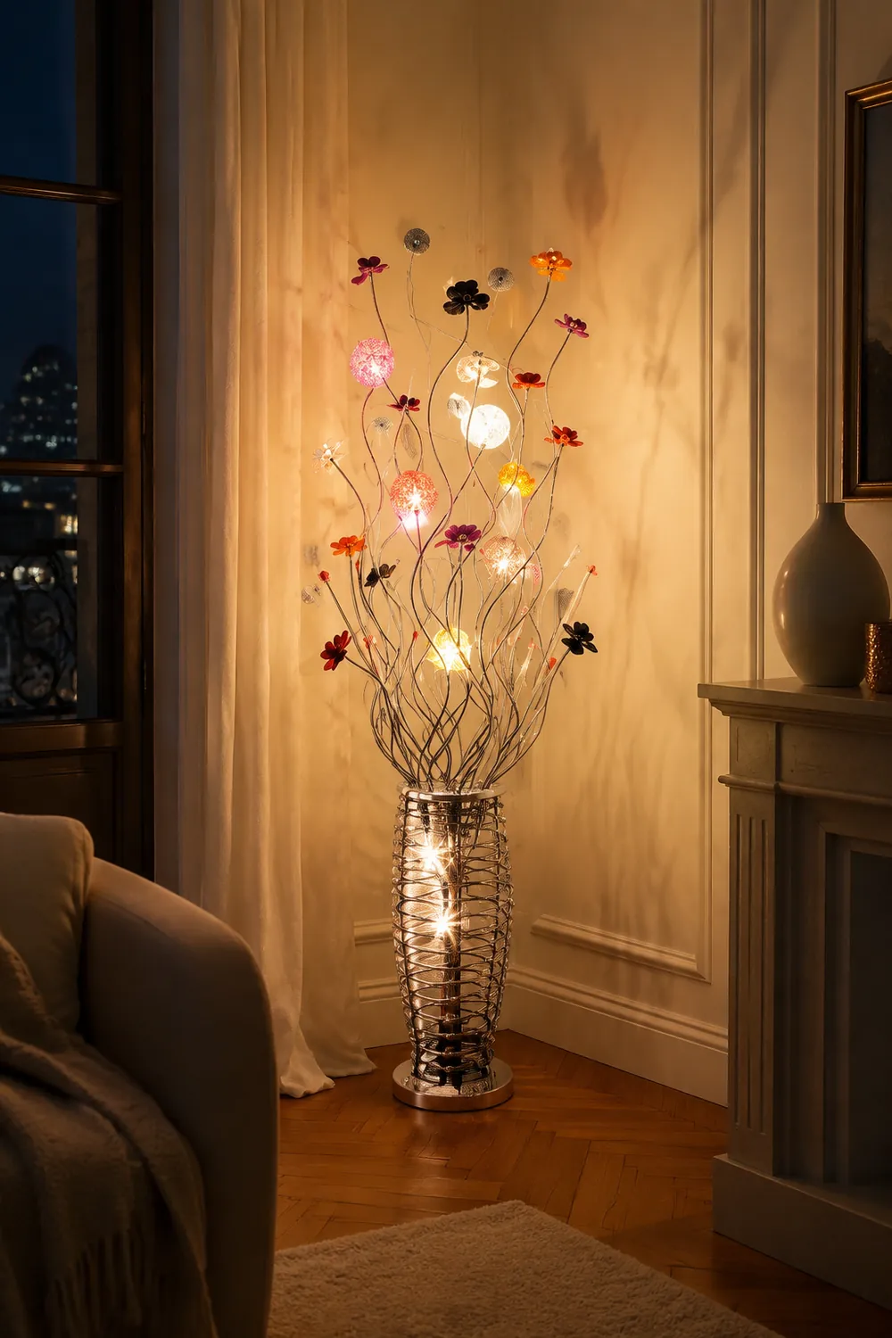 Bella Blumenvase Silberne Stehlampe, 150CM Lang - Lumpaz