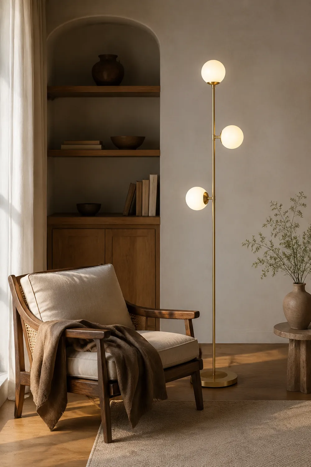 Valentina Stehlampe, 3-flammig, Messing & Glas, 160CM Lang - Lumpaz
