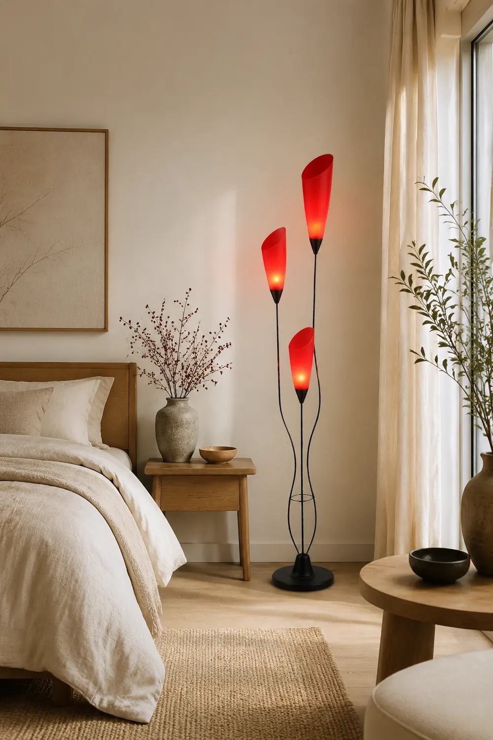 Bella Fackel Rote Stehlampe, 3-flammig, 168CM Lang - Lumpaz