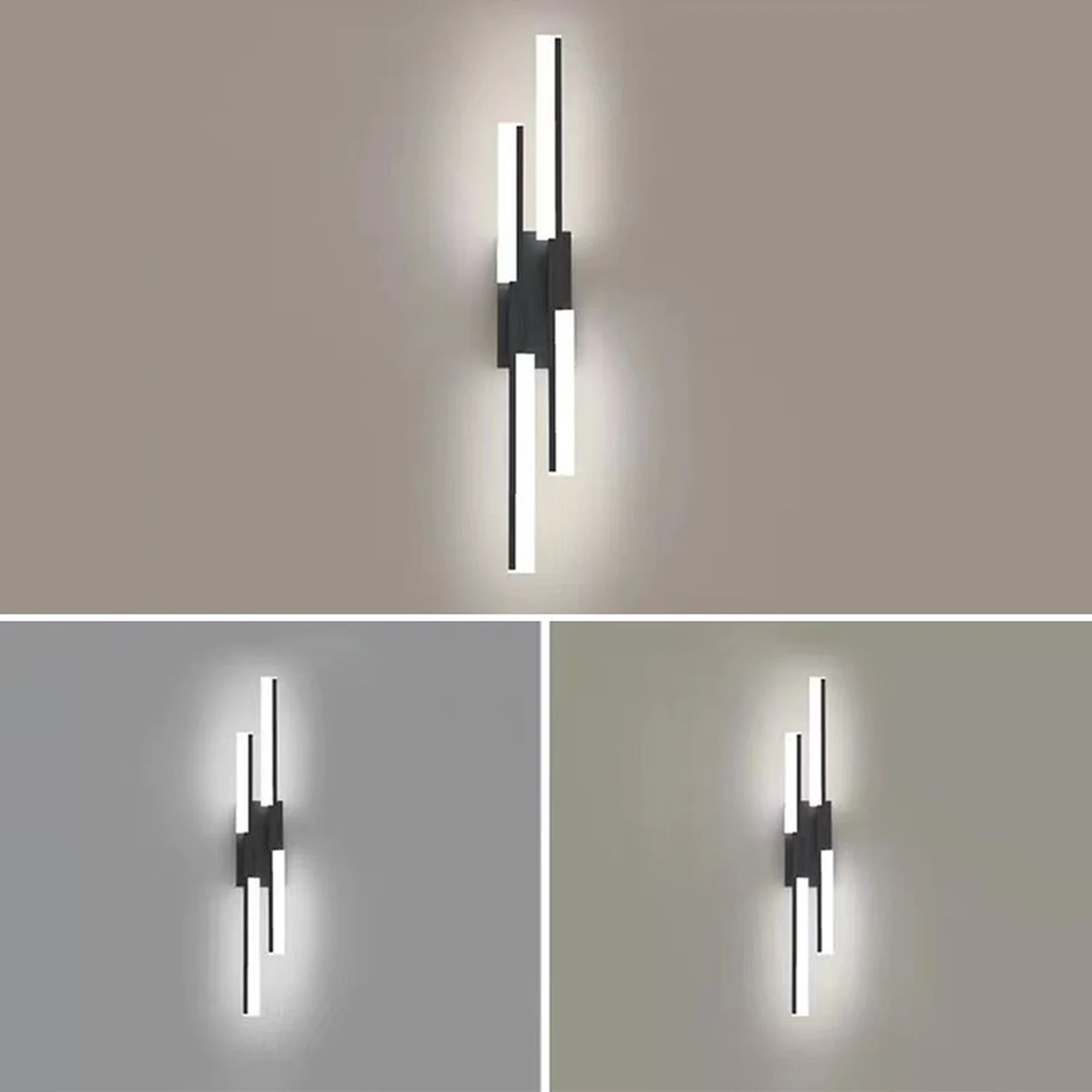 Alana Geometrische Spiegelfront-Wandleuchte, Schwarz & Gold, 40/60CM Lang - Lumpaz