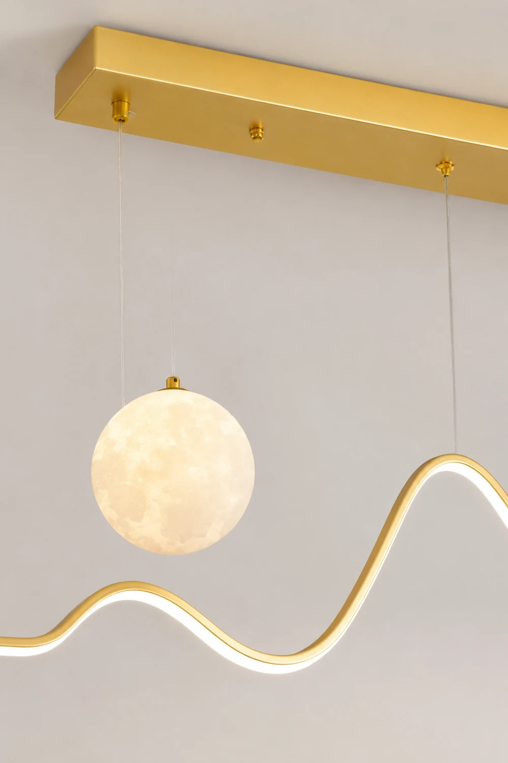 Pendelleuchte Wellenförmig & Mondförmig, 3 Farben, 120CM Lang - Lumpaz