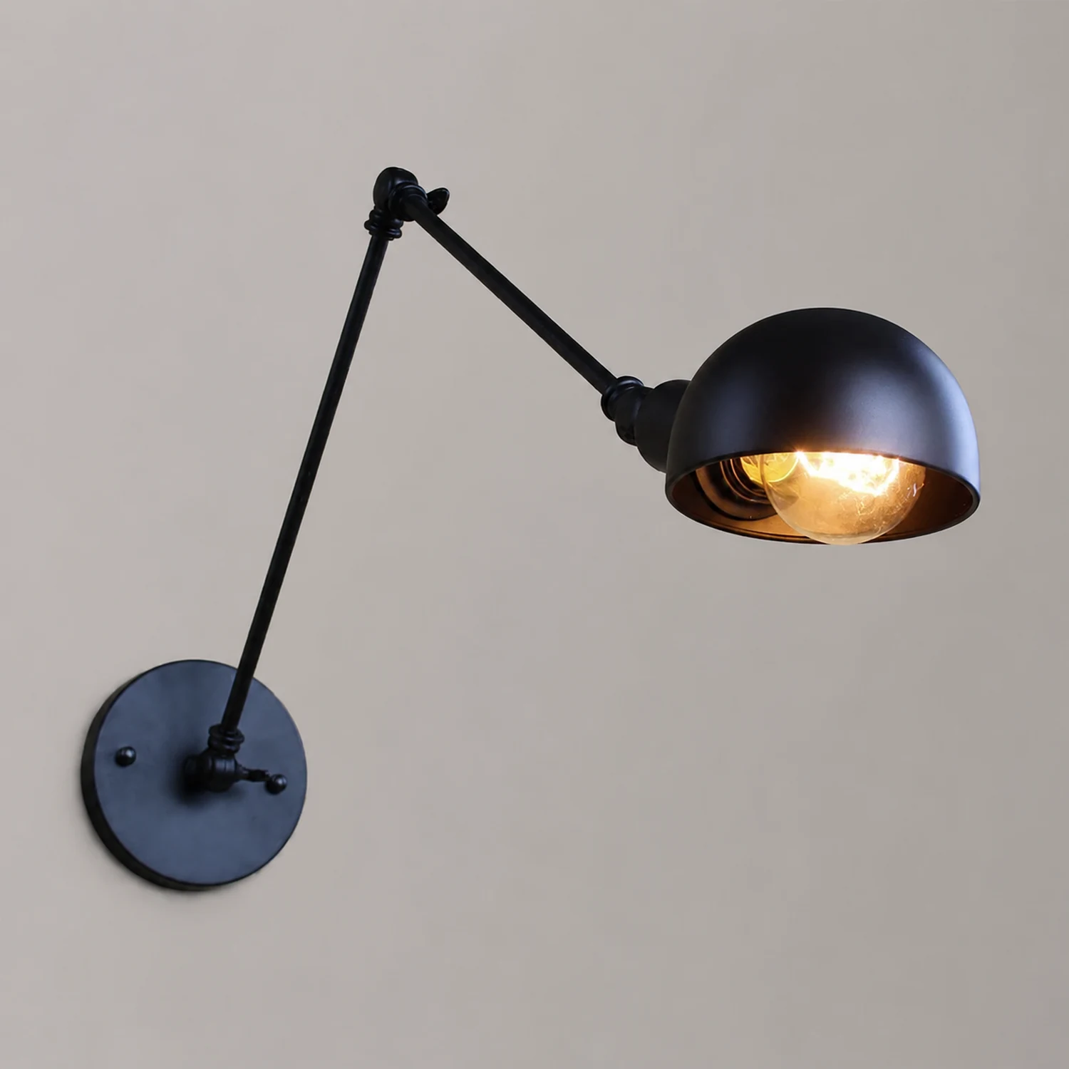Brady Schwarze verstellbare Wandleuchte, 25/30/36/41/50CM Lang - Lumpaz