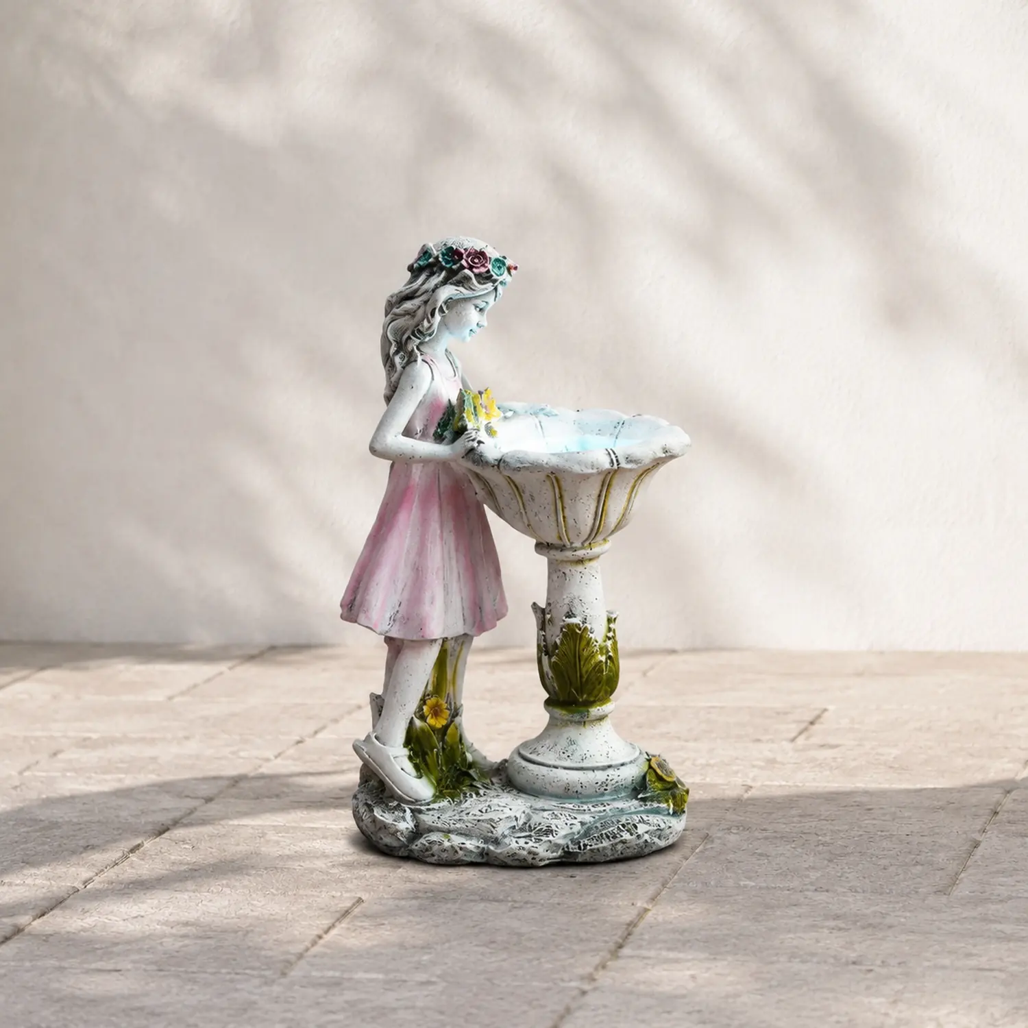 Minori Außenstehleuchte Feenmädchen Rosa Solarenergie, 28CM lang - Lumpaz