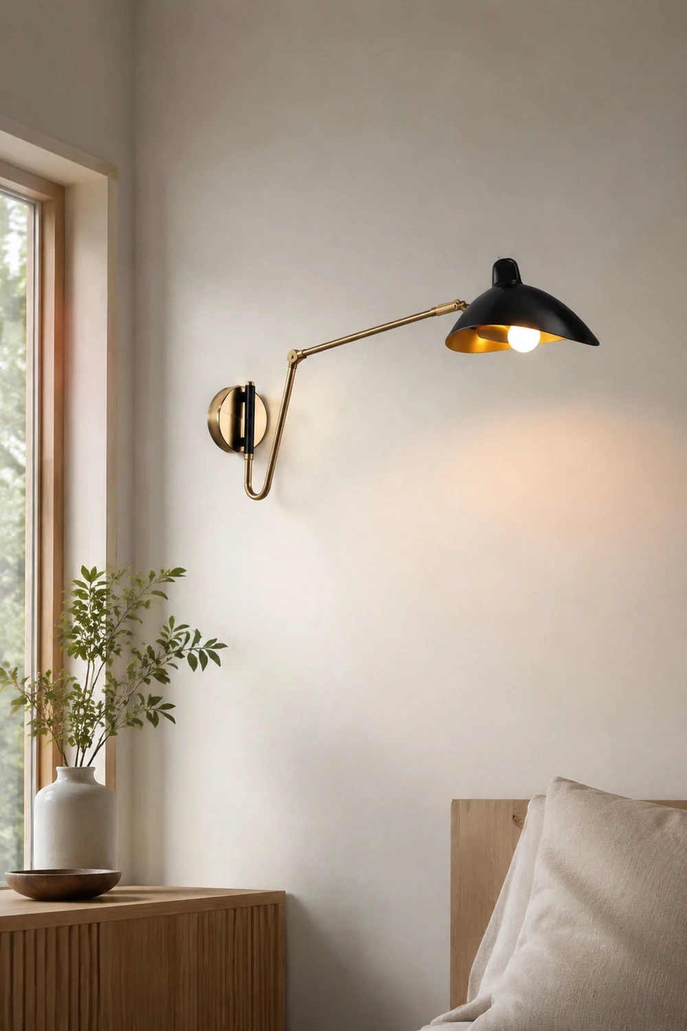 Brady Schwarz Verstellbare Wandleuchte, Metall, 65CM Lang - Lumpaz