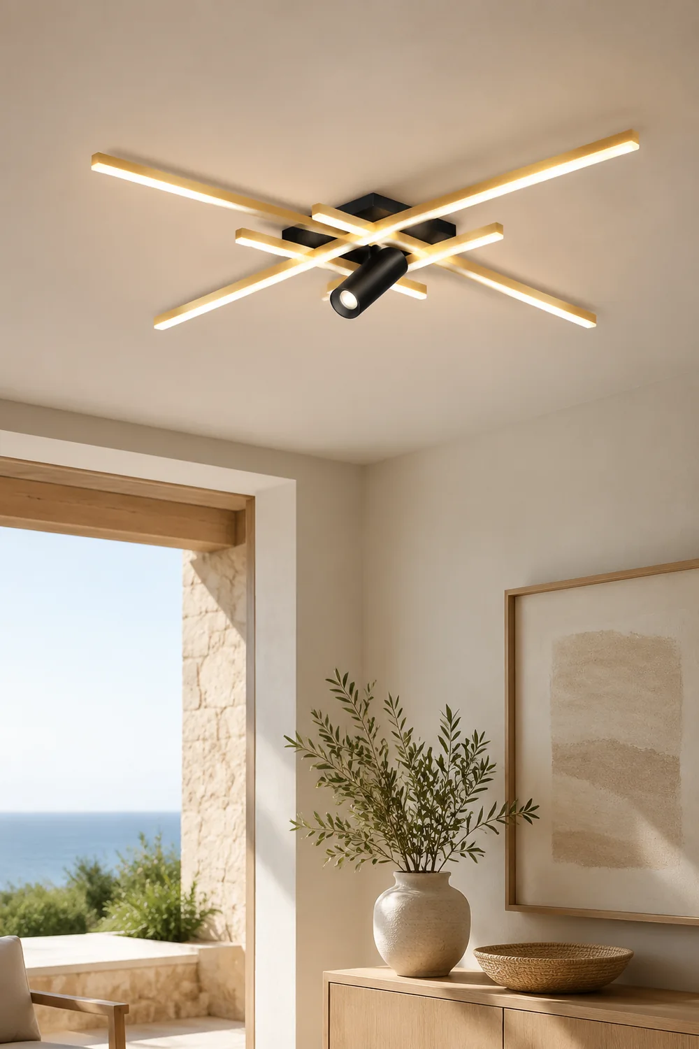 Edge Kunst Dimmbar Deckenleuchte Geometrisch Metall LED für Wohnzimmer,70CM/95CM Lang - Lumpaz