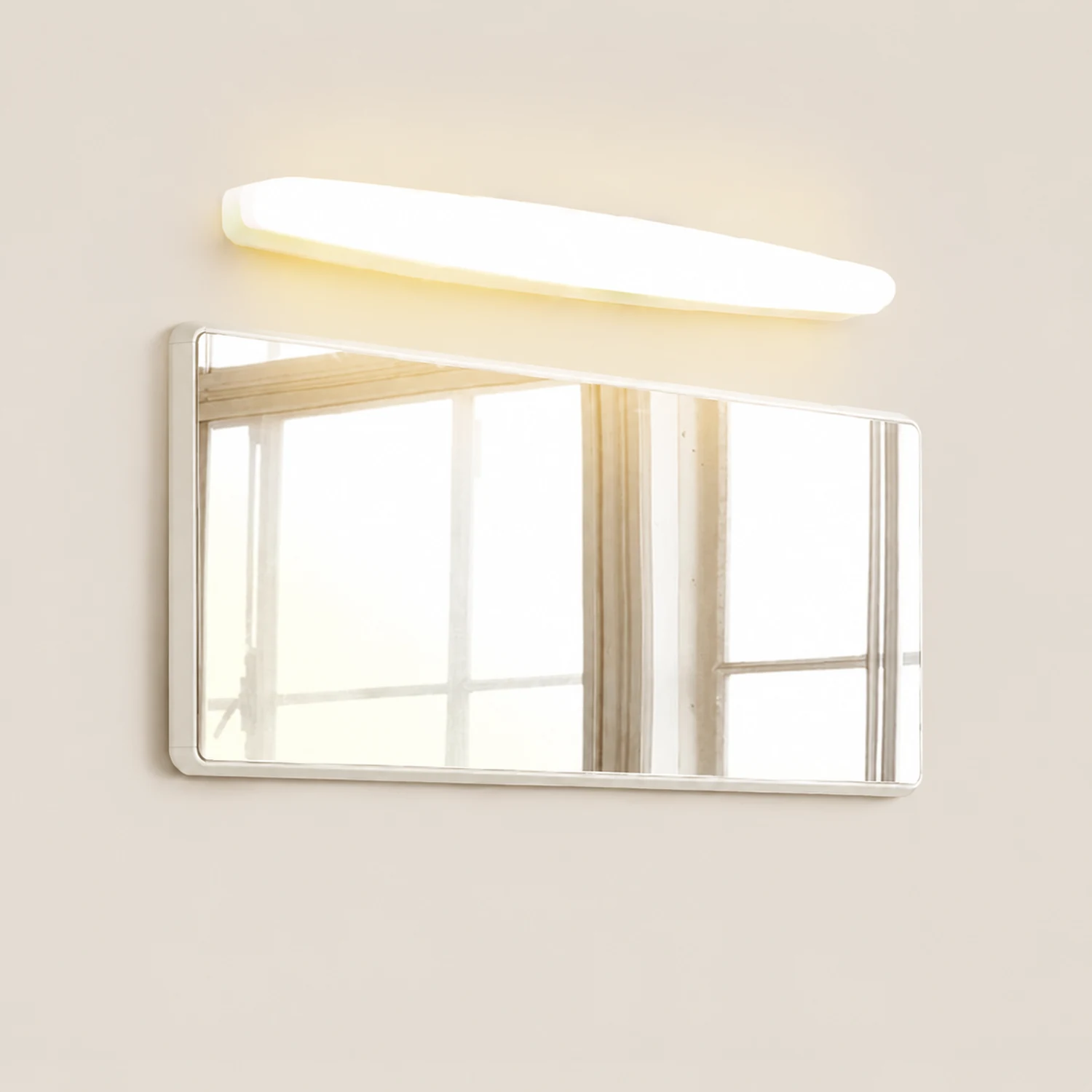 Edge Ovale weiße Spiegelfront Eitelkeit Wandleuchte, 60CM Lang - Lumpaz