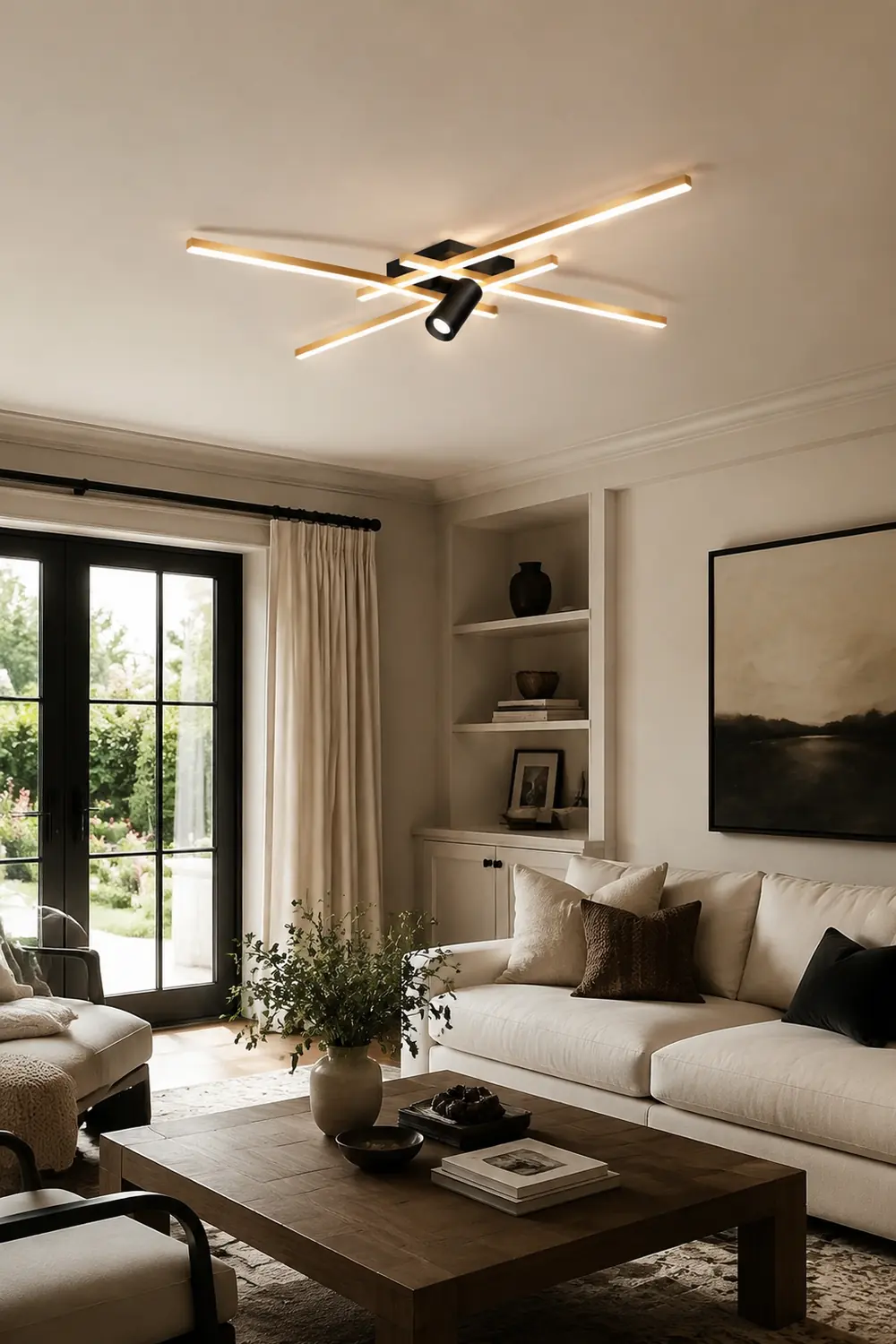 Edge Kunst Dimmbar Deckenleuchte Geometrisch Metall LED für Wohnzimmer,70CM/95CM Lang - Lumpaz