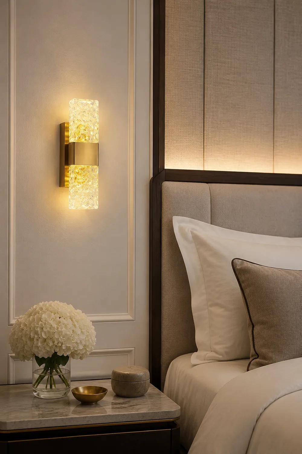 Chan Water Maserung Glas Luxus Licht Dekorativ Wandleuchte für Wohnzimmer, Höhe 30 CM - Lumpaz