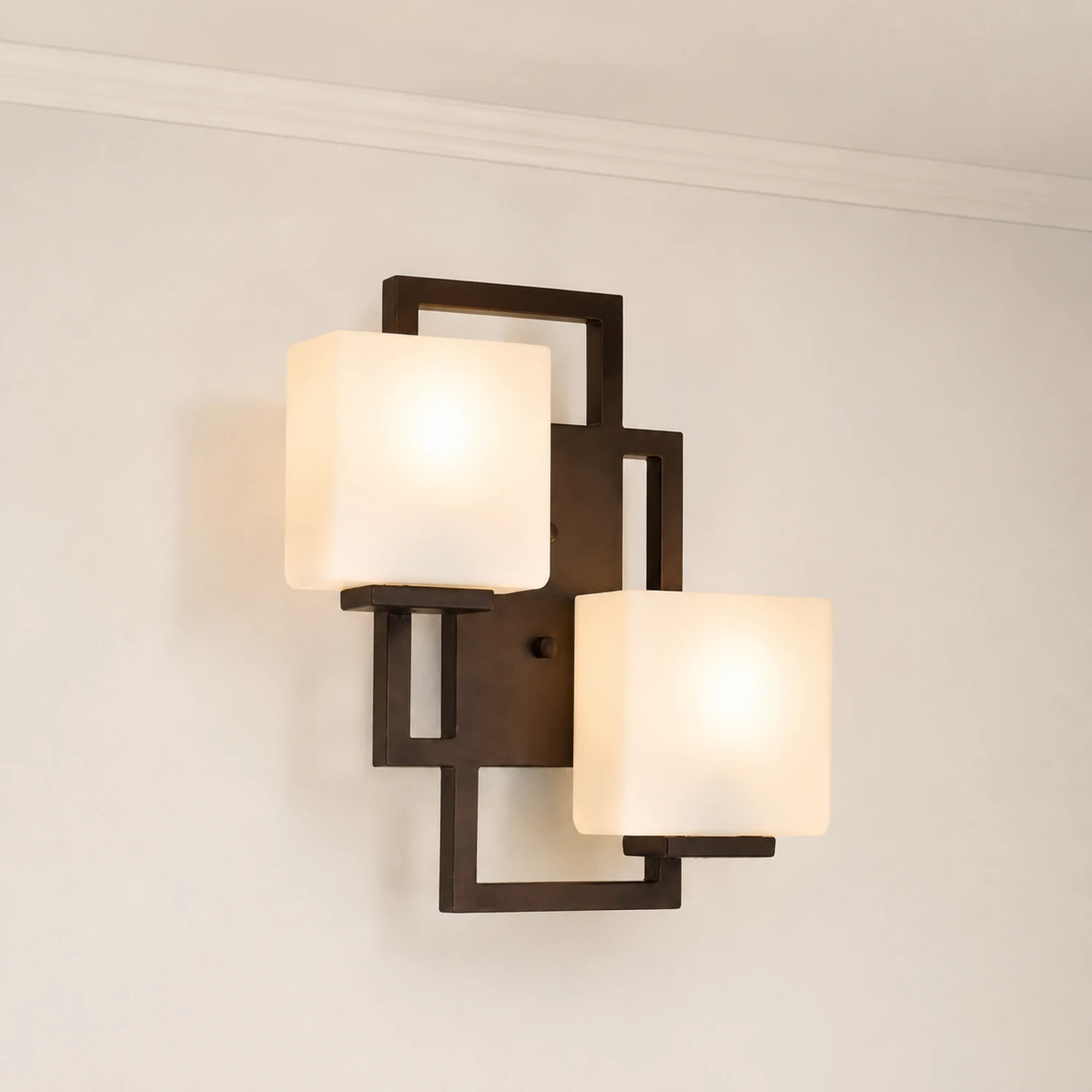 Eyrn Bronze Ankleider Wandlampe, 2-flammig, 35CM Lang - Lumpaz