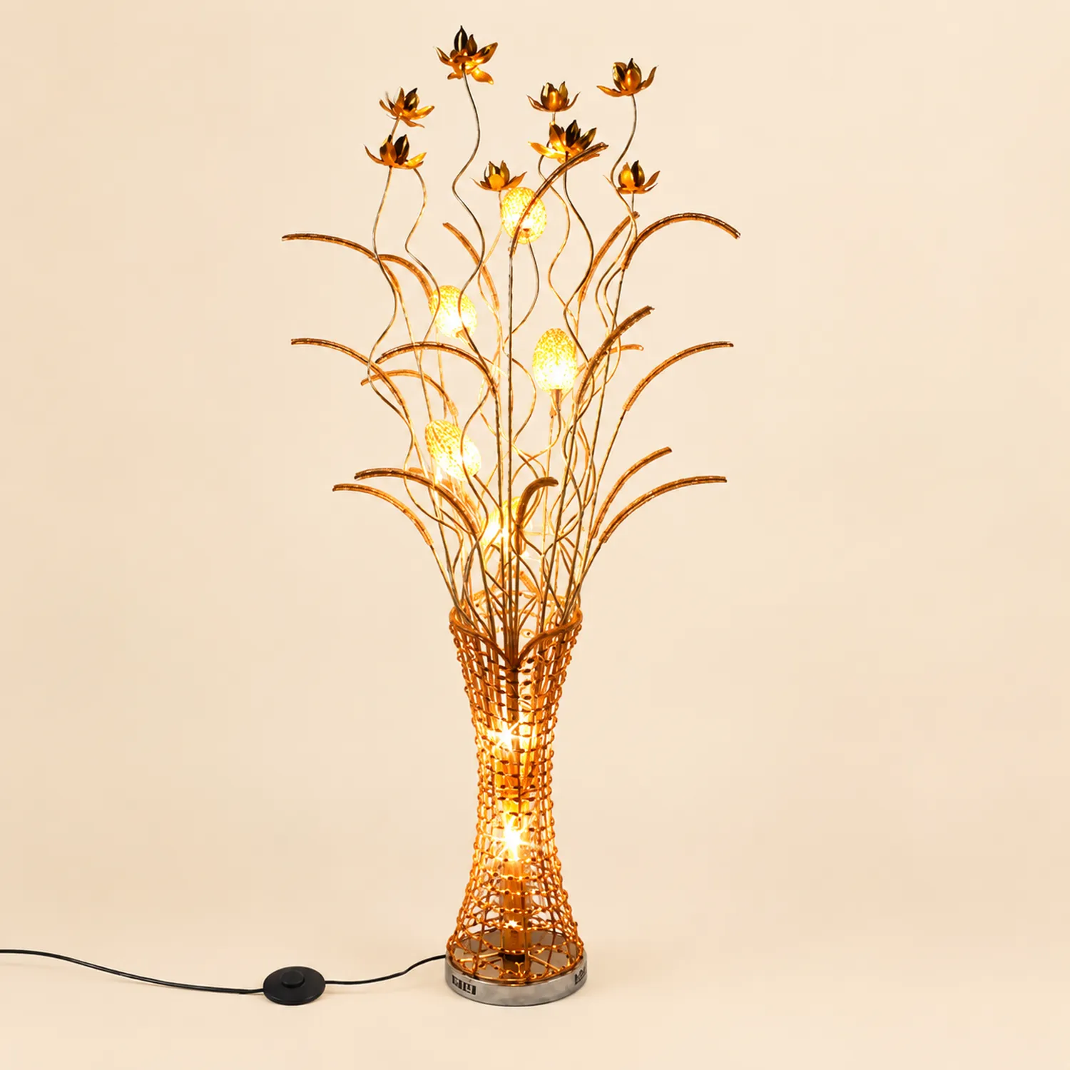 Bella Blumenvase Goldene Stehlampe, 150CM Lang - Lumpaz