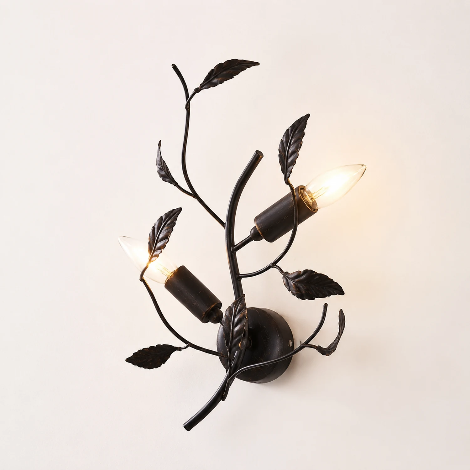 Ophelia Schwarzes Blatt Wandleuchte, Metall - Lumpaz