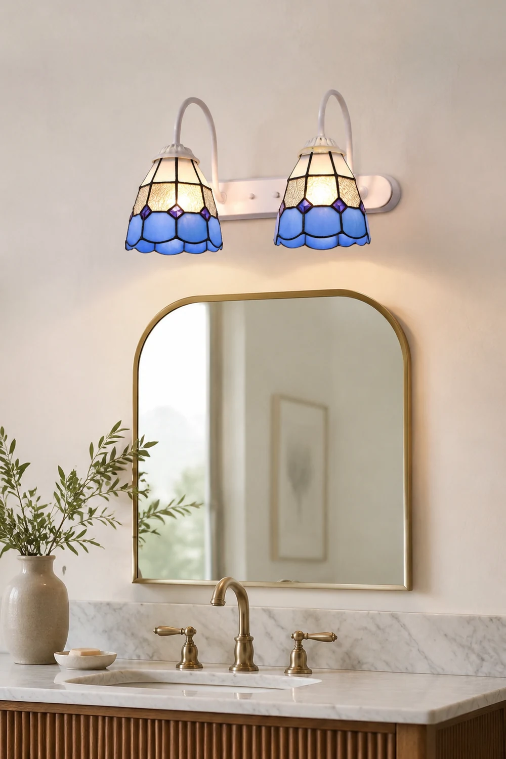 Baxter Tiffany Spiegel Front Vanity Wandleuchte, 5 Stile, 3 Farben, 33CM Lang - Lumpaz
