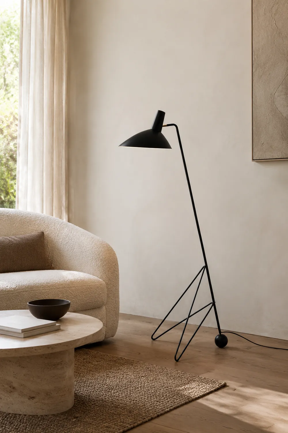Salgado Geometrische Schwarze Stativ-Stehleuchte, 130CM Lang - Lumpaz