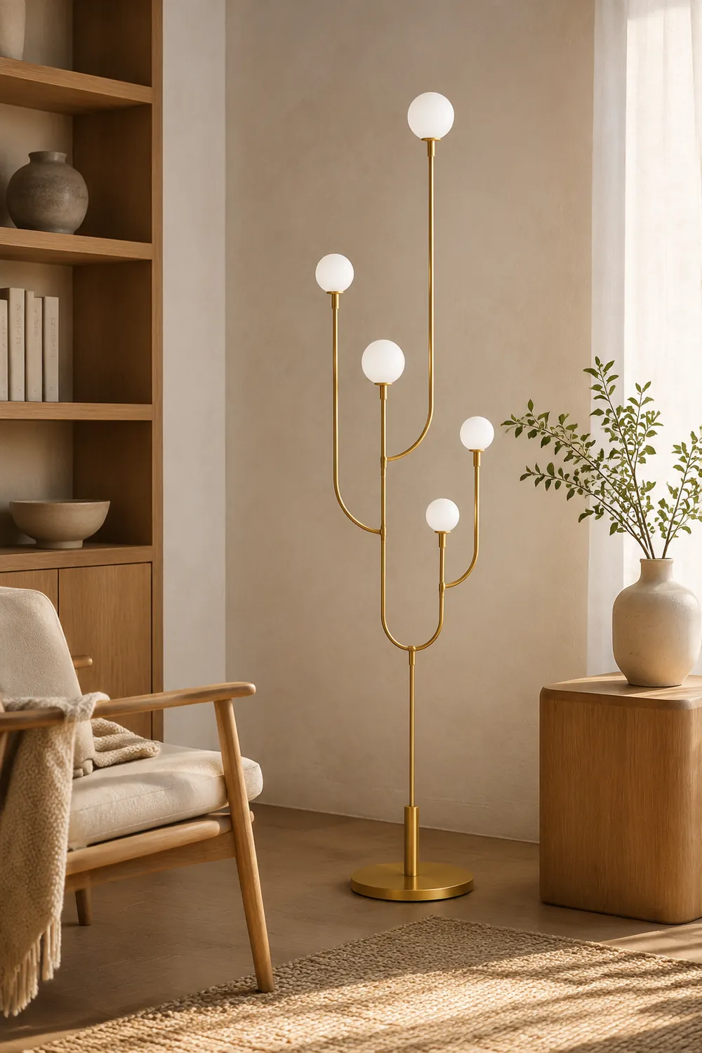 Valentina Kaktus Stehlampe, Messing & Glas, 180CM Lang - Lumpaz