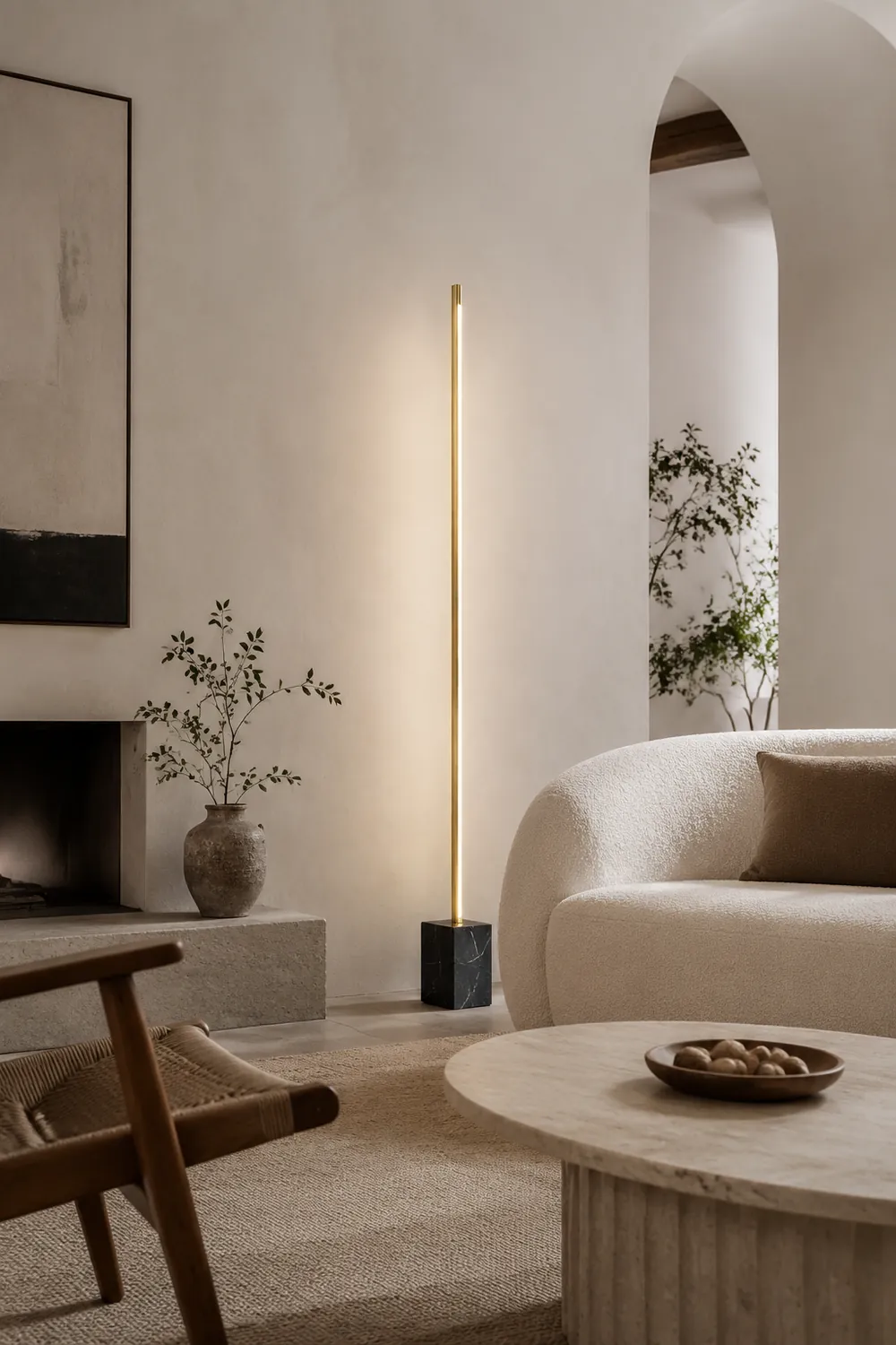Edge Lineare Stehlampe, Metall & Marmor, 2 Farben, 165CM Lang - Lumpaz