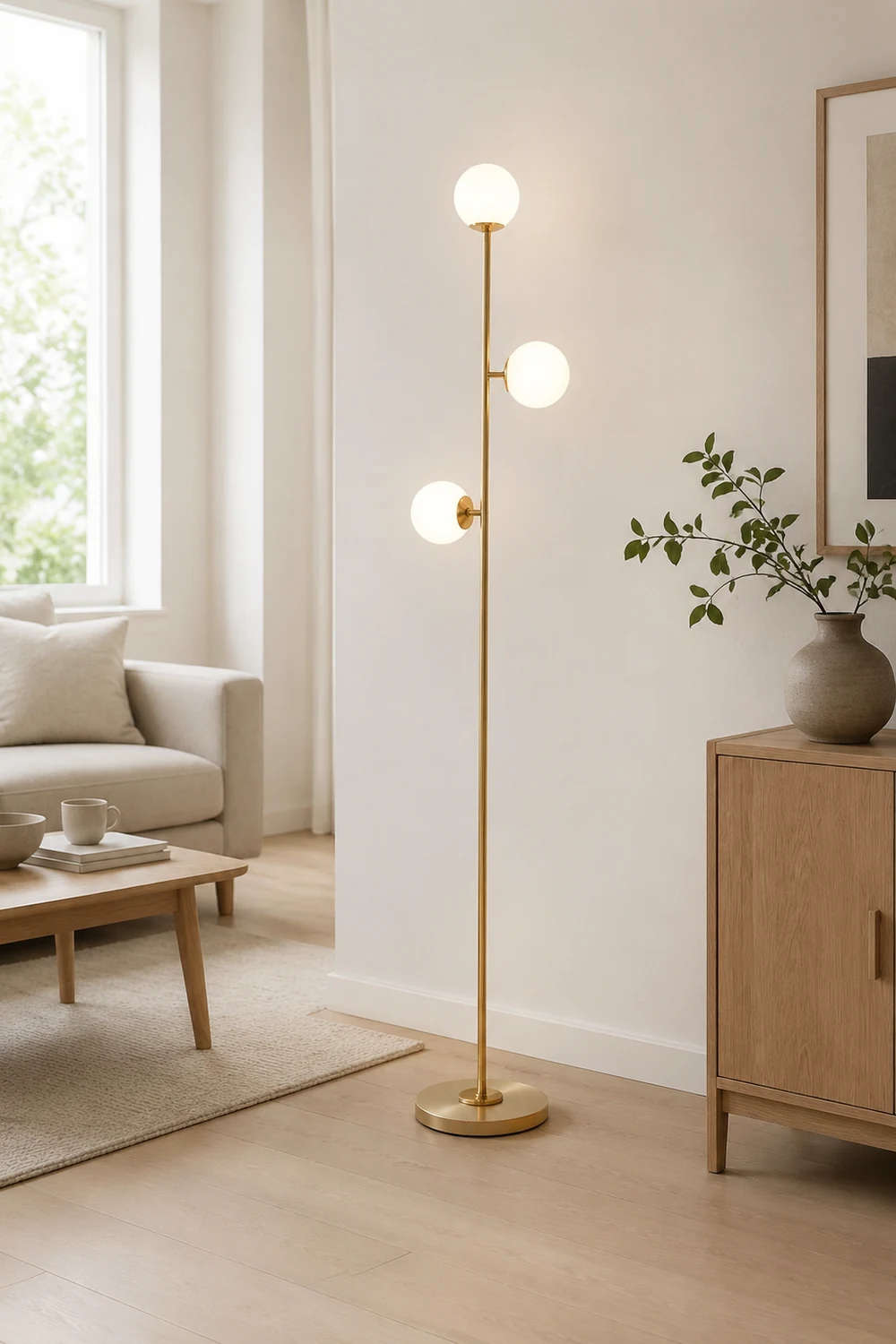 Valentina Stehlampe, 3-flammig, Messing & Glas, 160CM Lang - Lumpaz