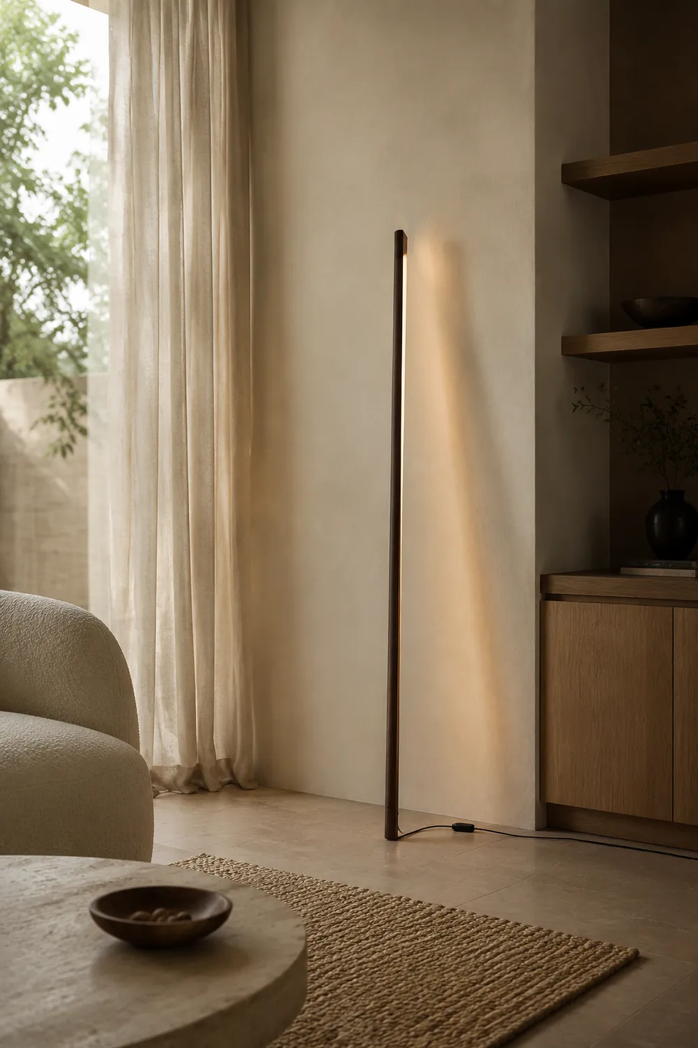 Ozawa Lineare Stehlampe, Holz & Acryl, 3 Farben, 119CM Lang - Lumpaz
