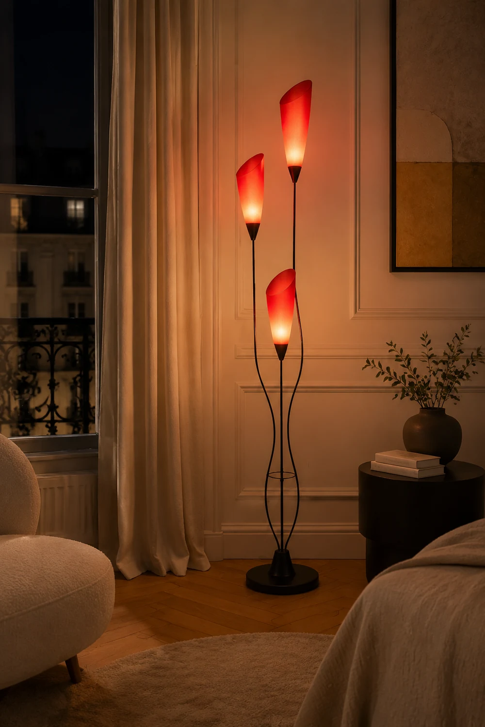 Bella Fackel Rote Stehlampe, 3-flammig, 168CM Lang - Lumpaz